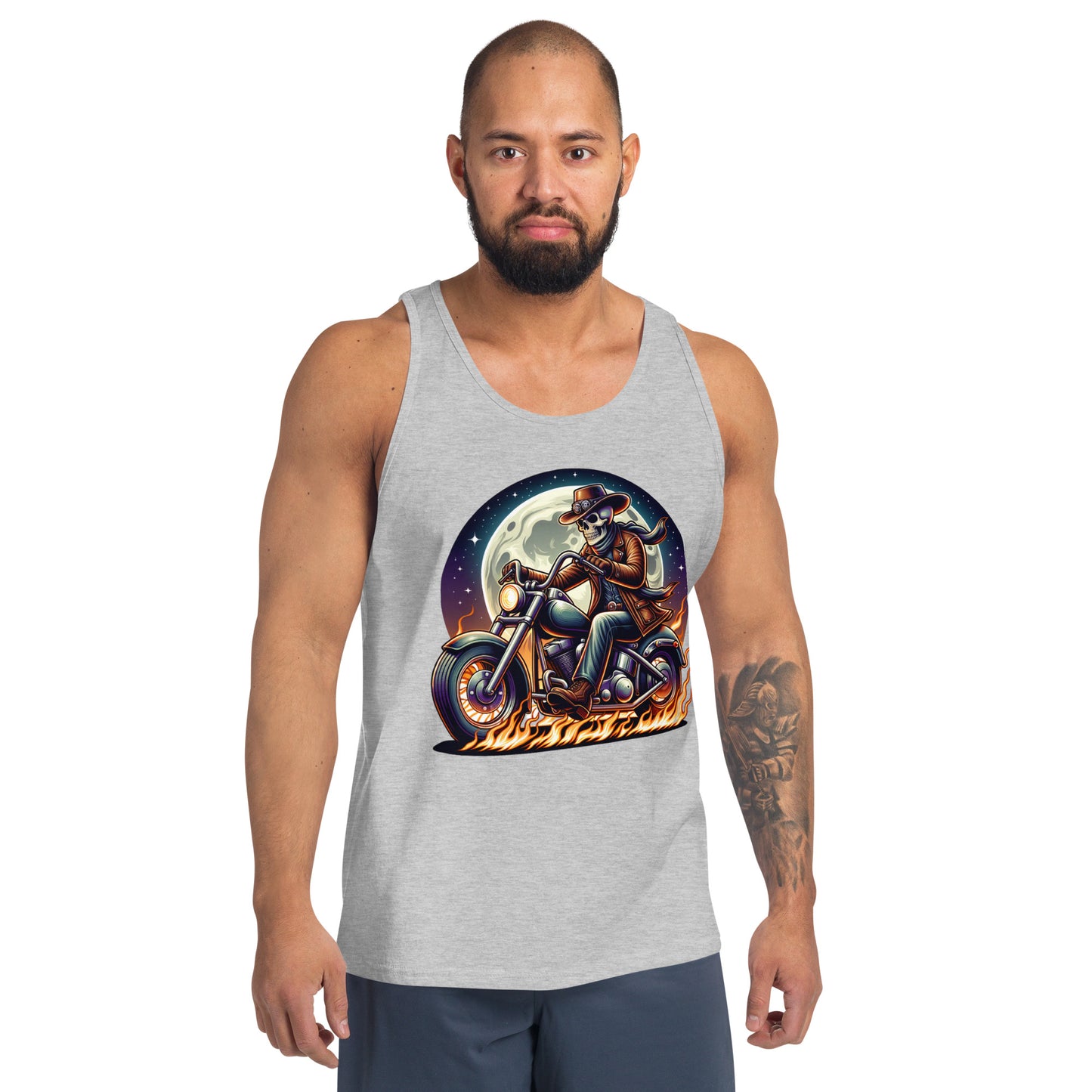 Moonlight Skeleton Cowboy Biker Men's Tank Top