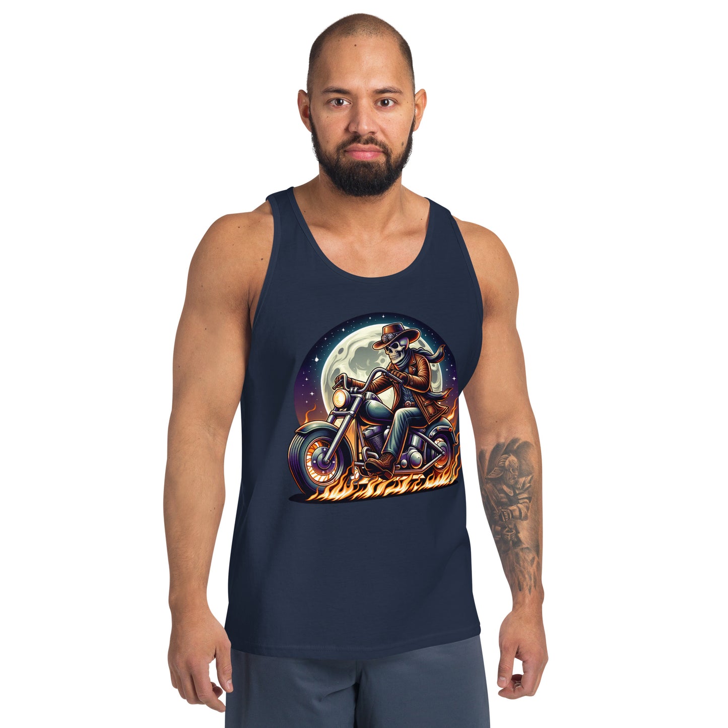 Moonlight Skeleton Cowboy Biker Men's Tank Top