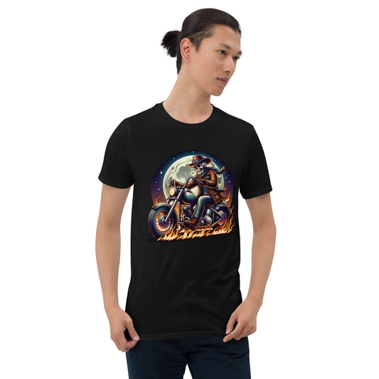 Moonlight Skeleton Cowboy Biker Short-Sleeve Unisex T-Shirt