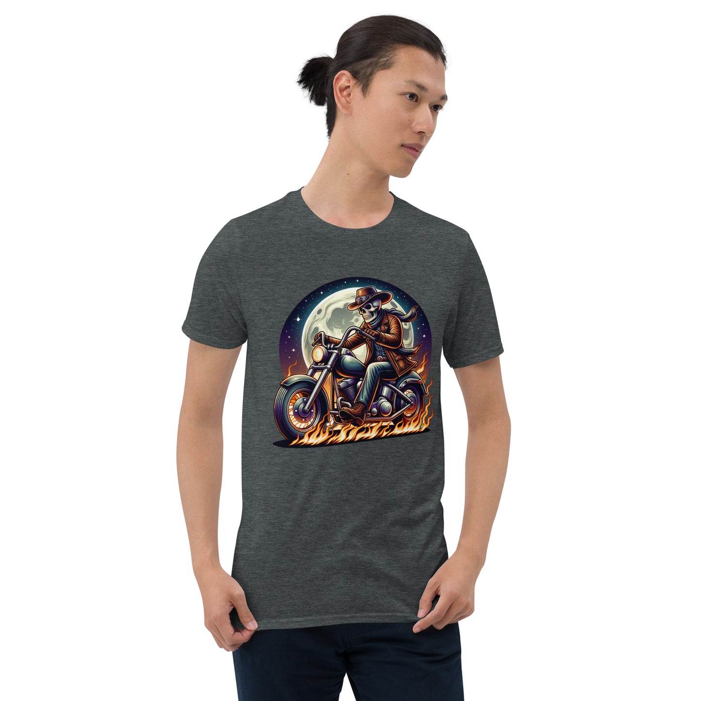 Moonlight Skeleton Cowboy Biker Short-Sleeve Unisex T-Shirt