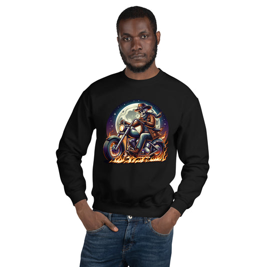 Moonlight Skeleton Cowboy Biker Unisex Sweatshirt