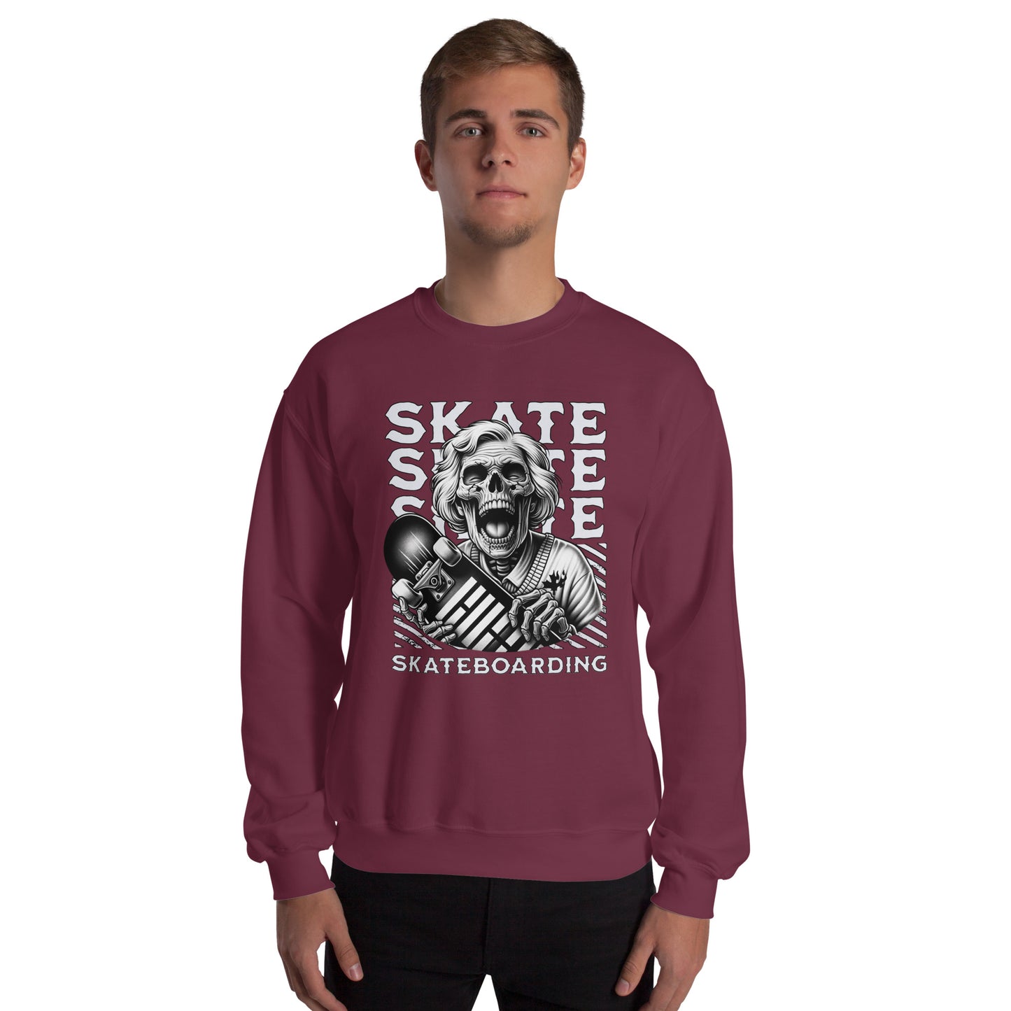 Screaming Skull Skateboarding Unisex Sweatshirt