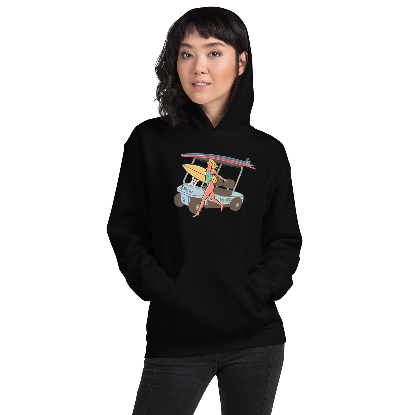 Sayulita Surfer Golf Cart Unisex Hoodie