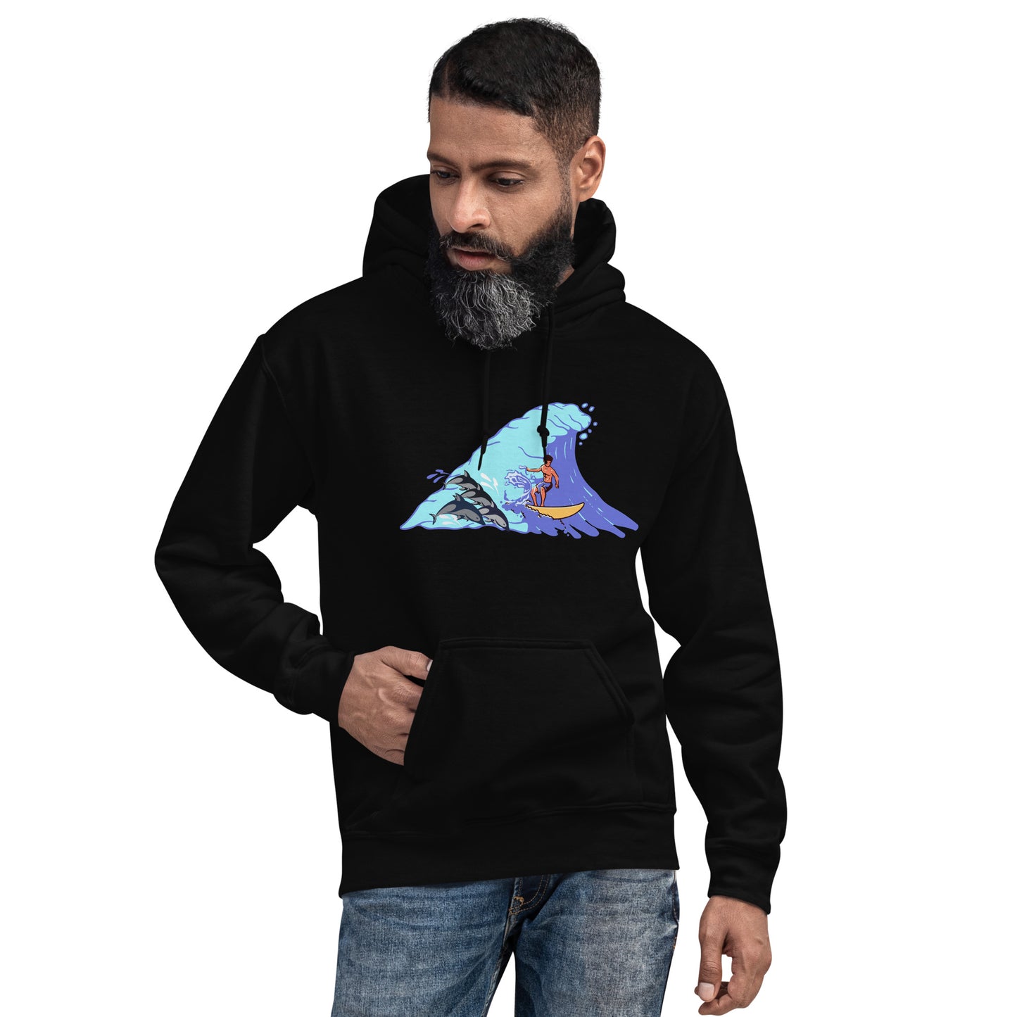 Surfing with Dolphins Unisex Hoodie