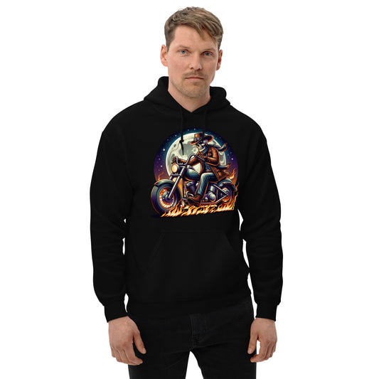 Moonlight Skeleton Cowboy Biker Unisex Hoodie