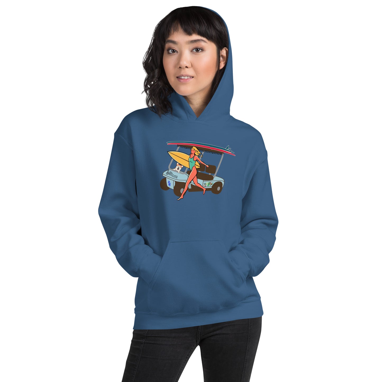 Sayulita Surfer Golf Cart Unisex Hoodie