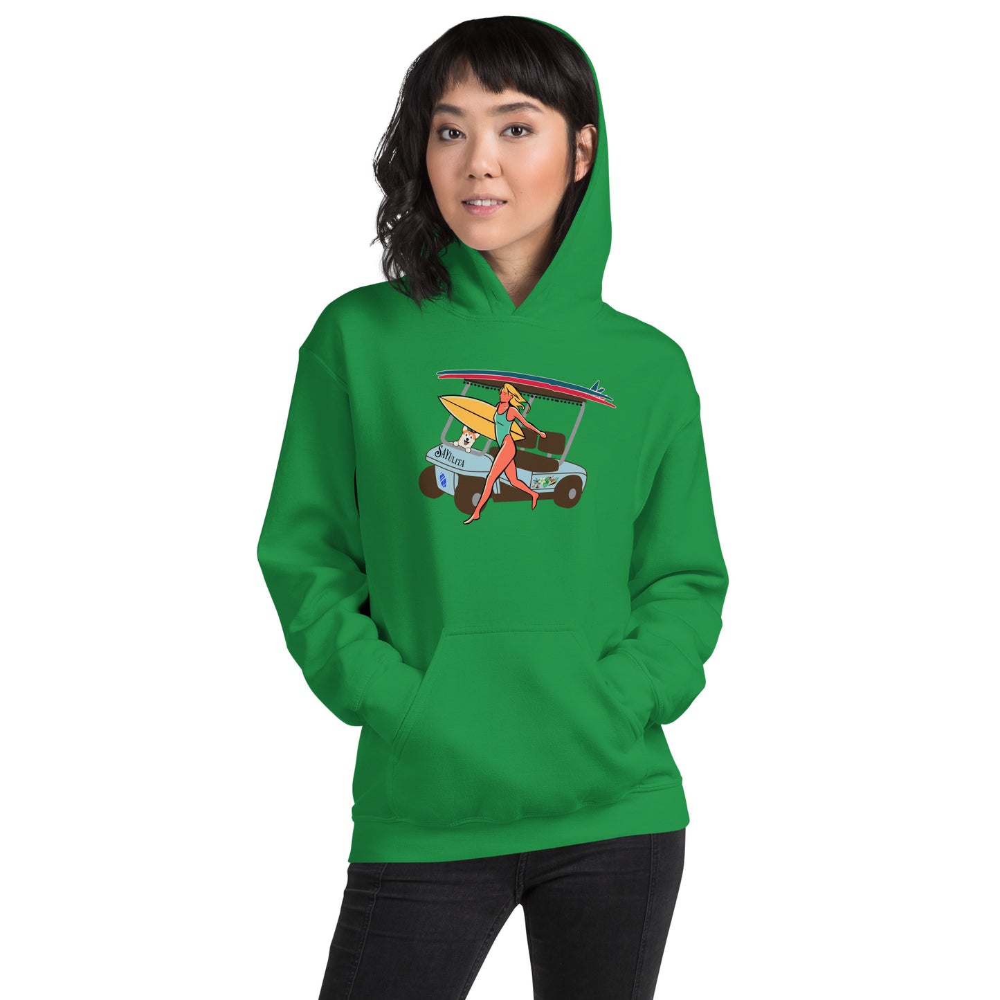 Sayulita Surfer Golf Cart Unisex Hoodie