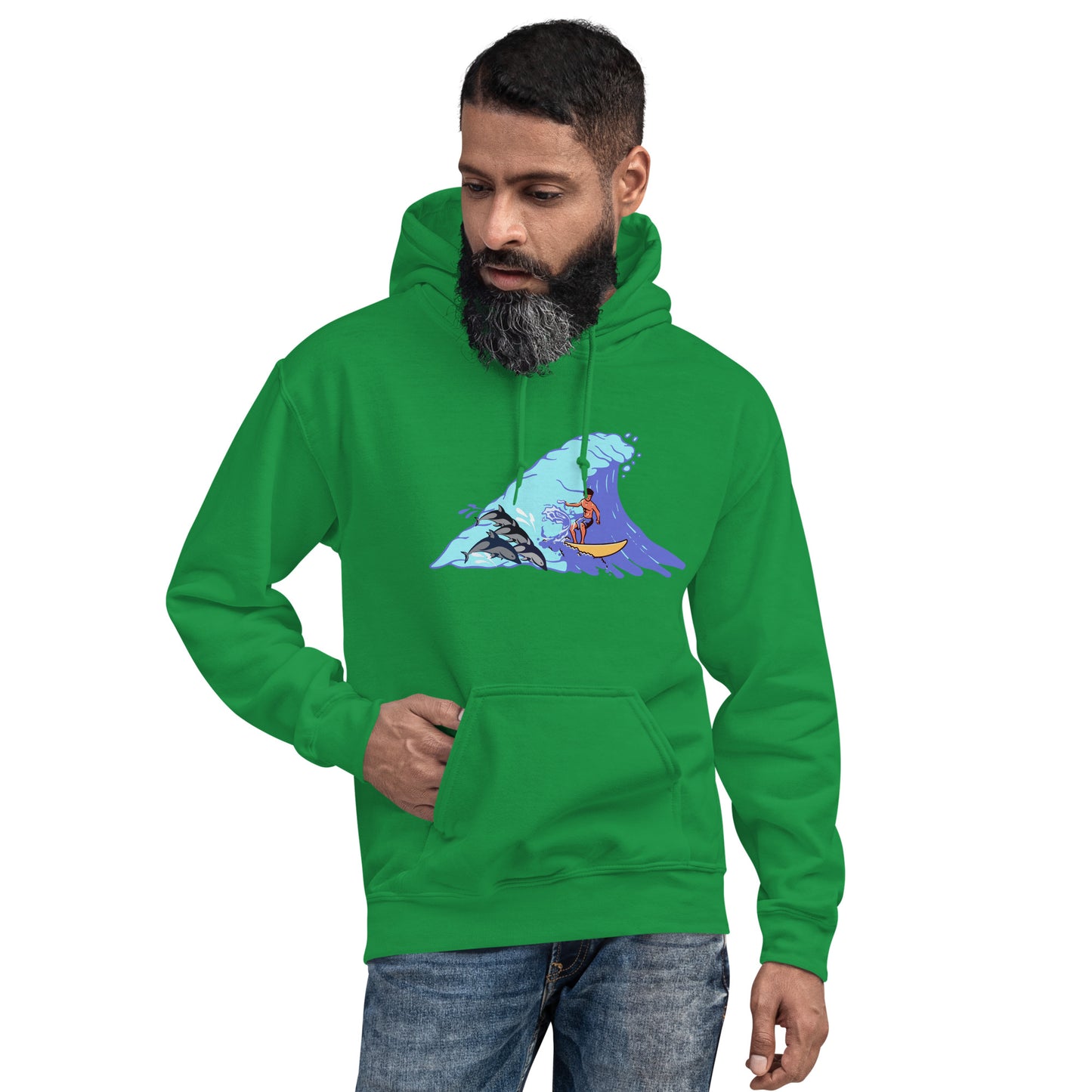 Surfing with Dolphins Unisex Hoodie