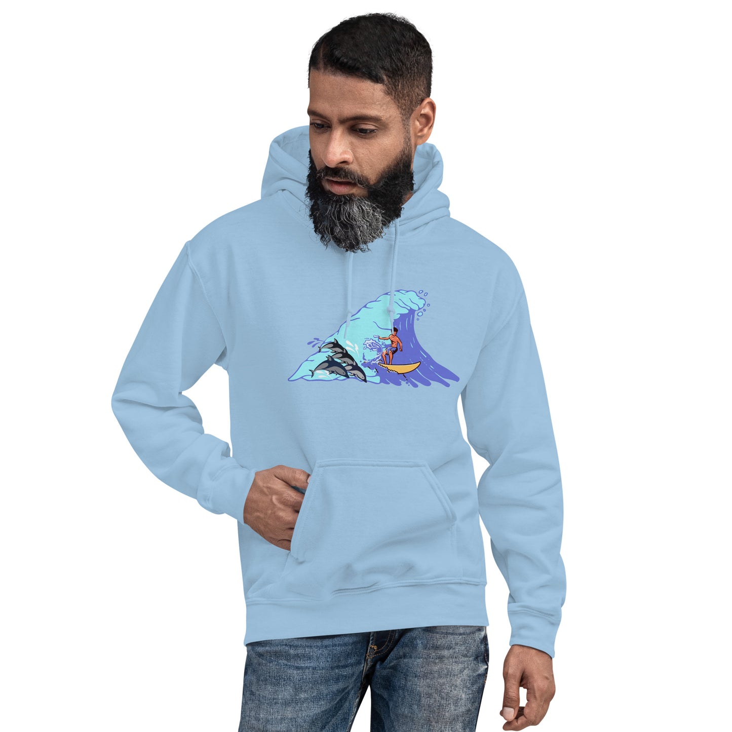 Surfing with Dolphins Unisex Hoodie