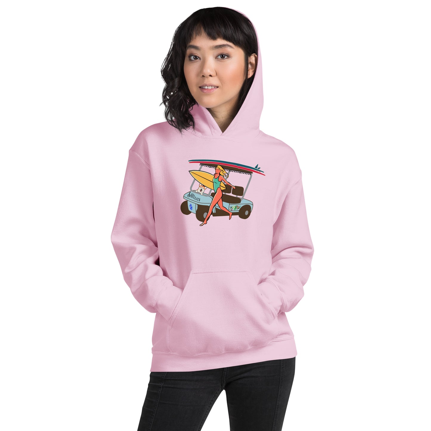 Sayulita Surfer Golf Cart Unisex Hoodie