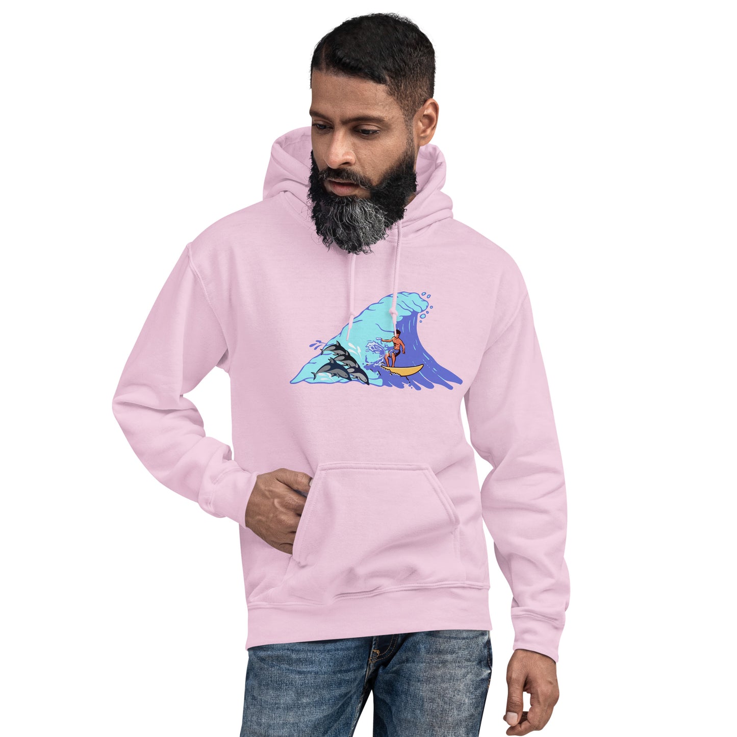 Surfing with Dolphins Unisex Hoodie