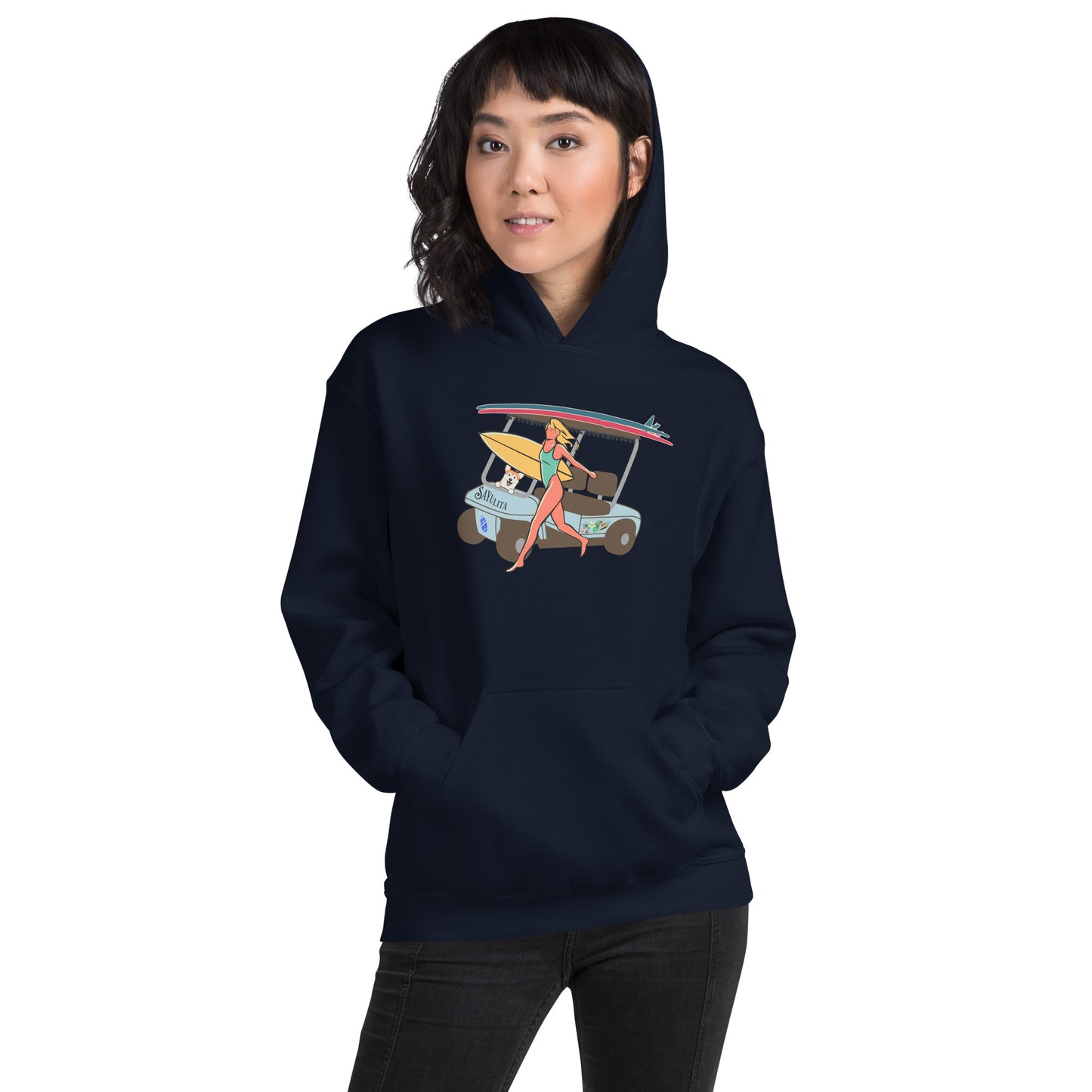 Sayulita Surfer Golf Cart Unisex Hoodie