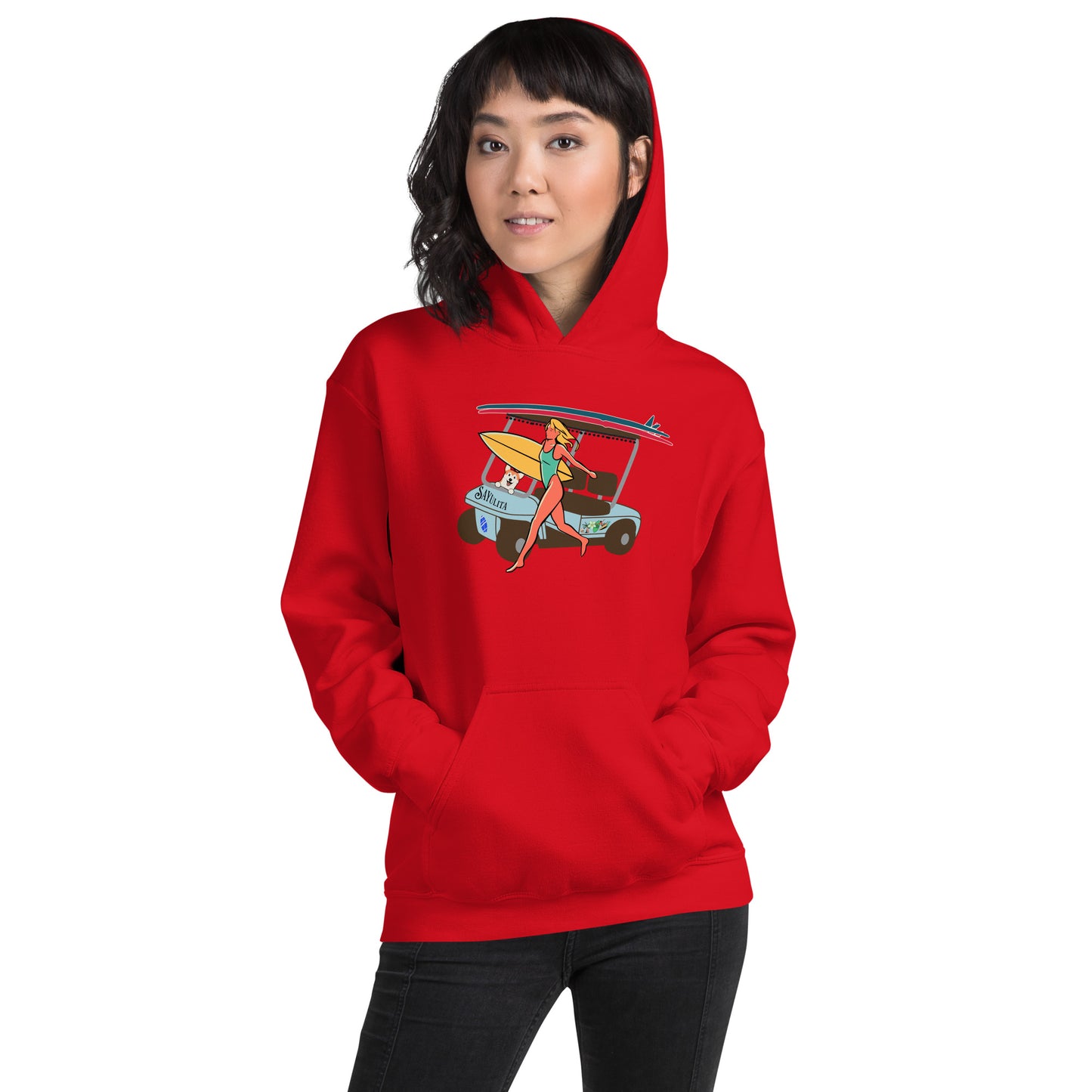 Sayulita Surfer Golf Cart Unisex Hoodie