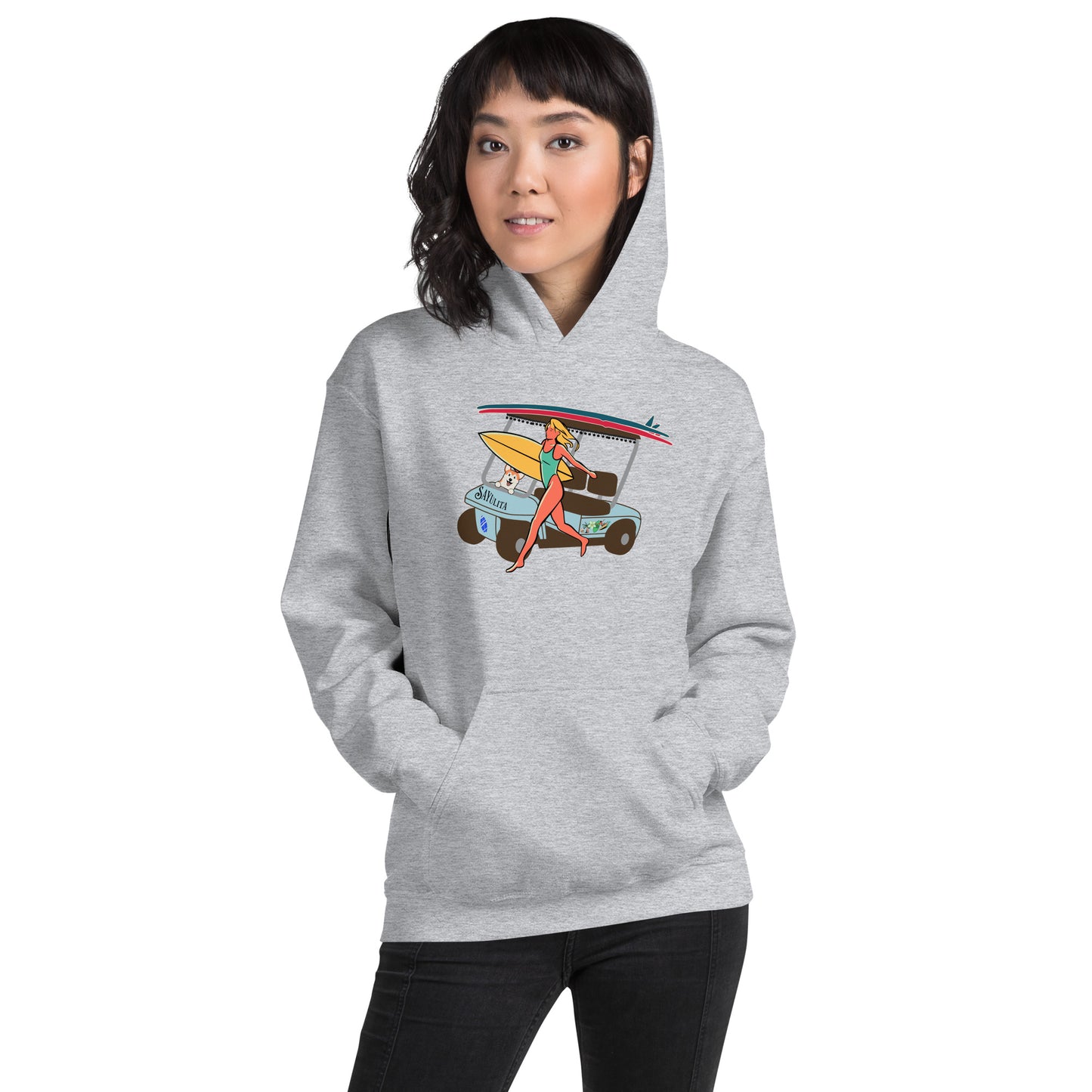 Sayulita Surfer Golf Cart Unisex Hoodie