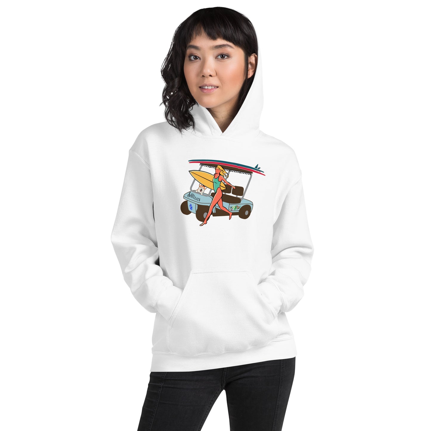 Sayulita Surfer Golf Cart Unisex Hoodie