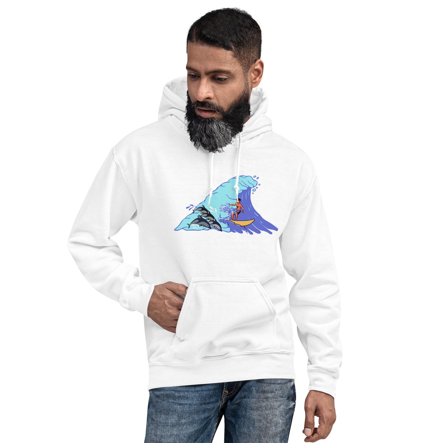 Surfing with Dolphins Unisex Hoodie