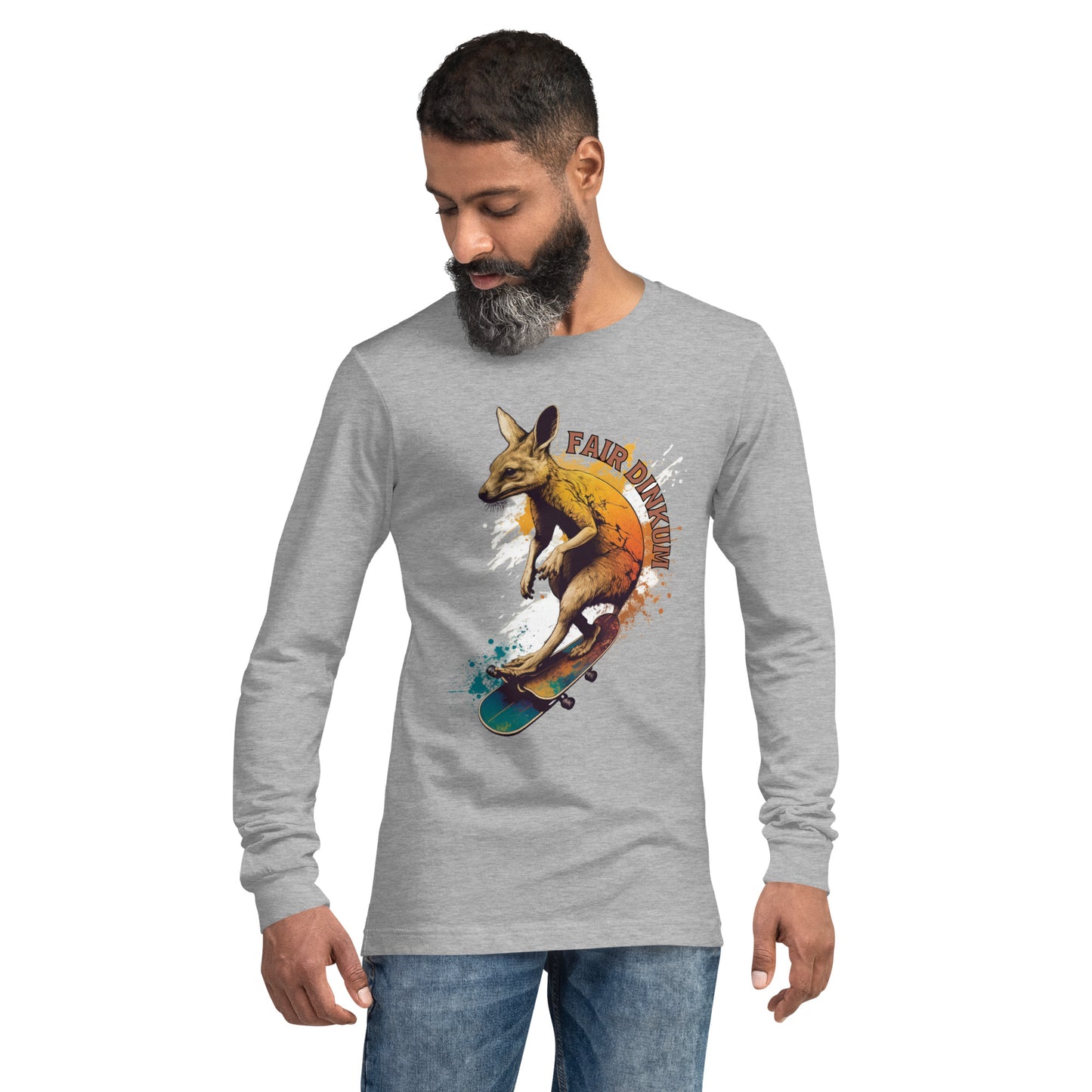 Fair Dinkum Skateboarding Kangaroo Unisex Long Sleeve Shirt