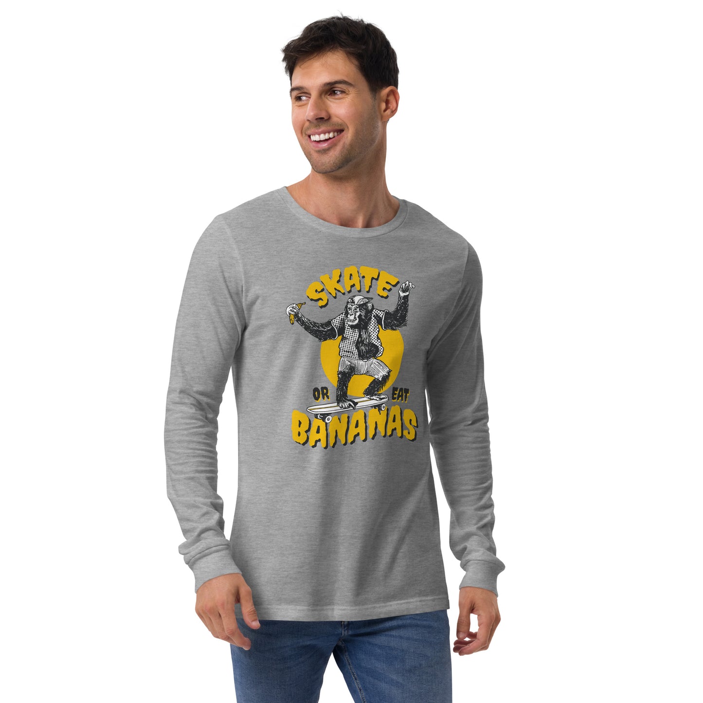 Skate Or Eat Bananas Unisex Long Sleeve Shirt