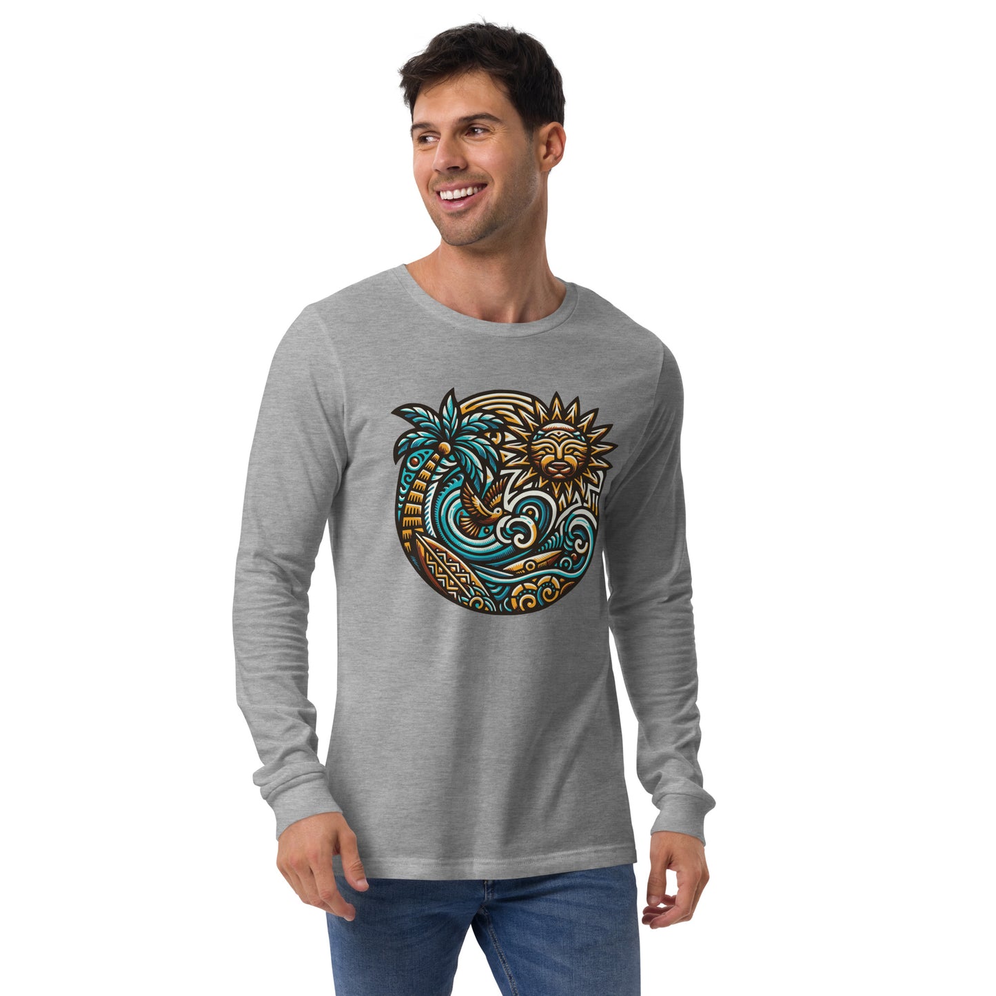 Tiki Beach Vibes Unisex Long Sleeve Shirt