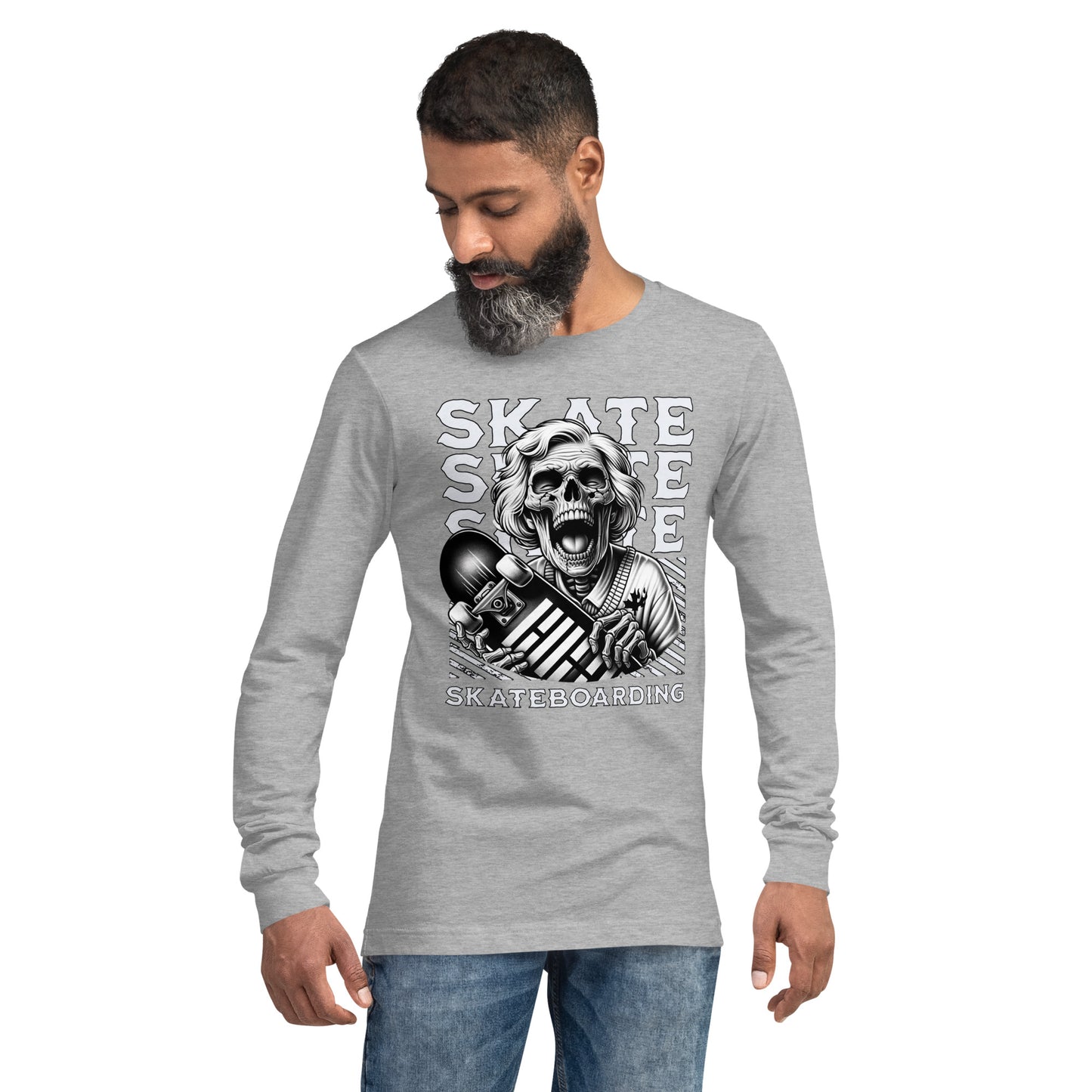 Screaming Skull Skateboarding Unisex Long Sleeve Shirt