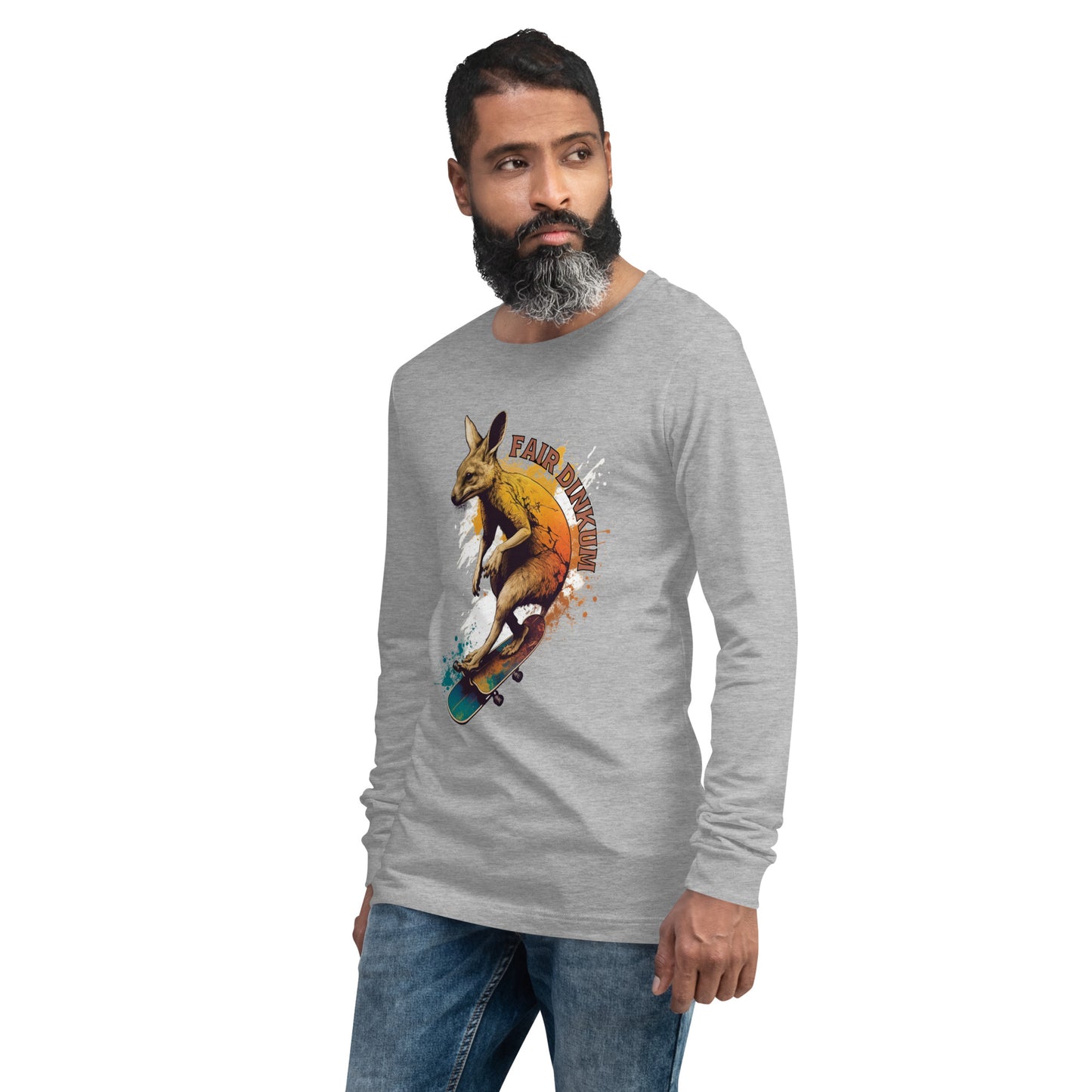 Fair Dinkum Skateboarding Kangaroo Unisex Long Sleeve Shirt