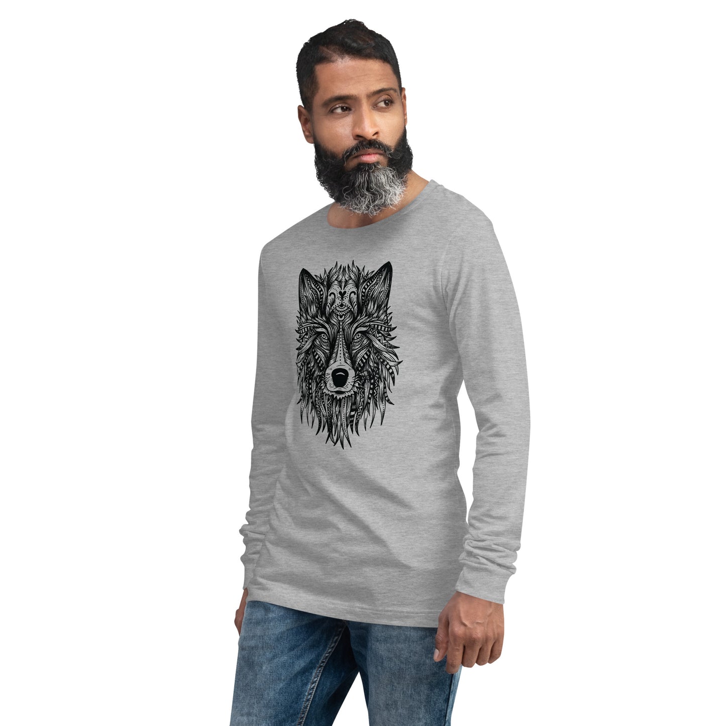 Wolf Mandala Unisex Long Sleeve Shirt