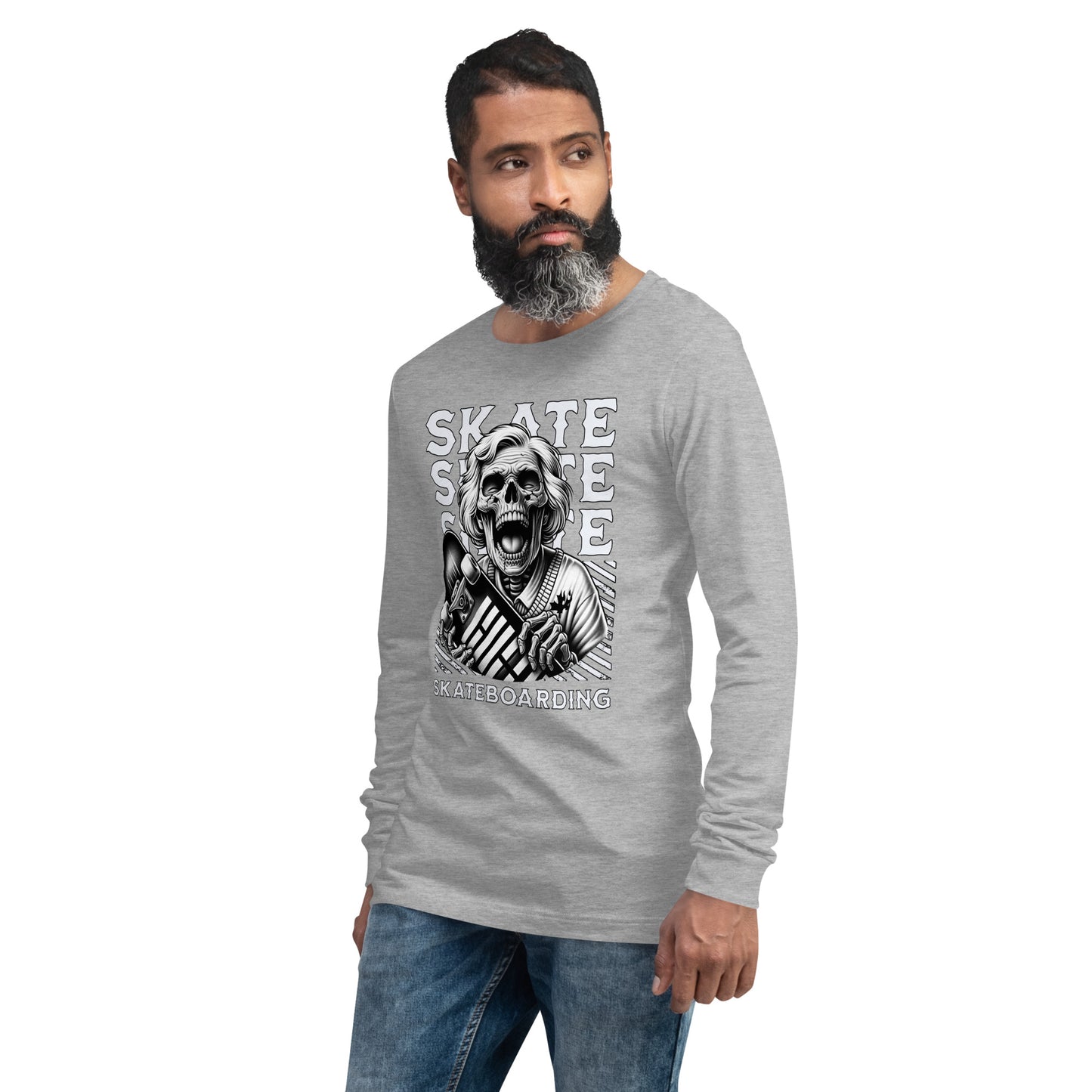 Screaming Skull Skateboarding Unisex Long Sleeve Shirt