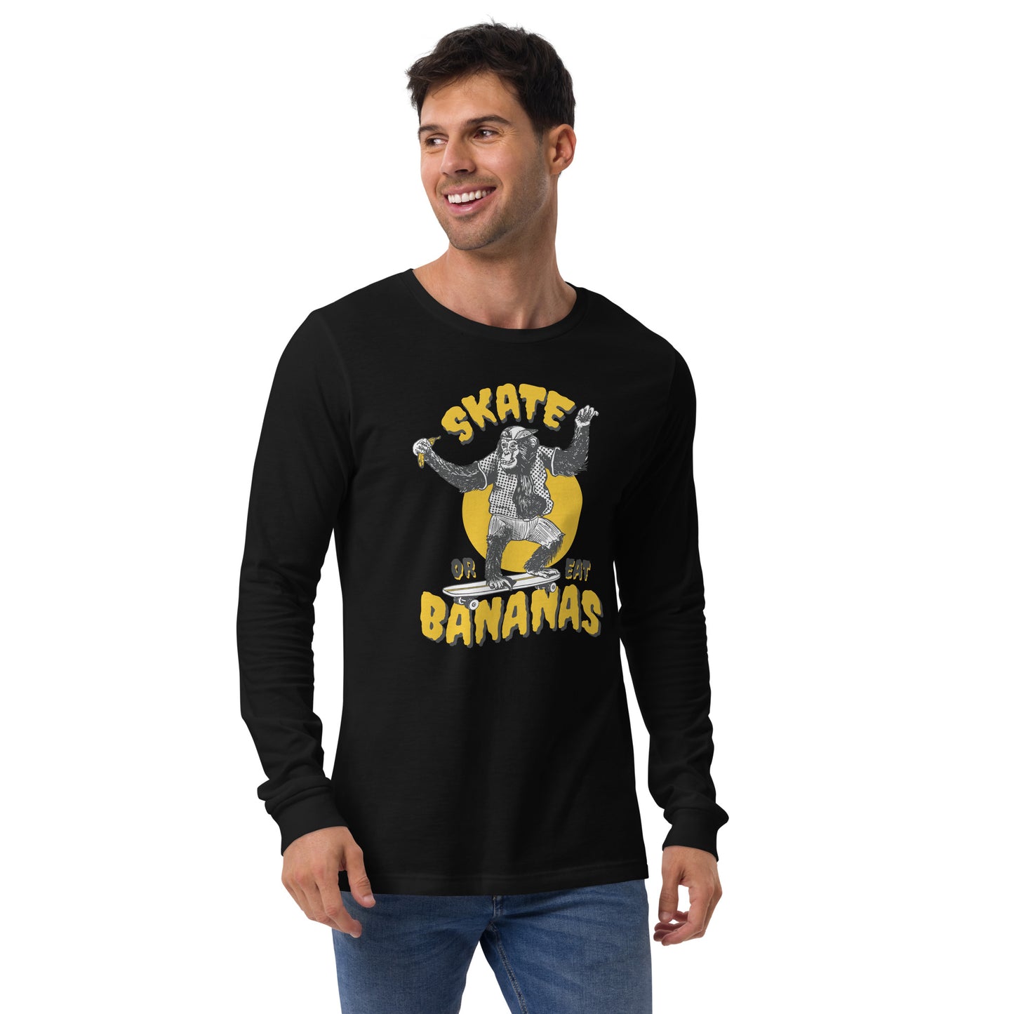 Skate Or Eat Bananas Unisex Long Sleeve Shirt