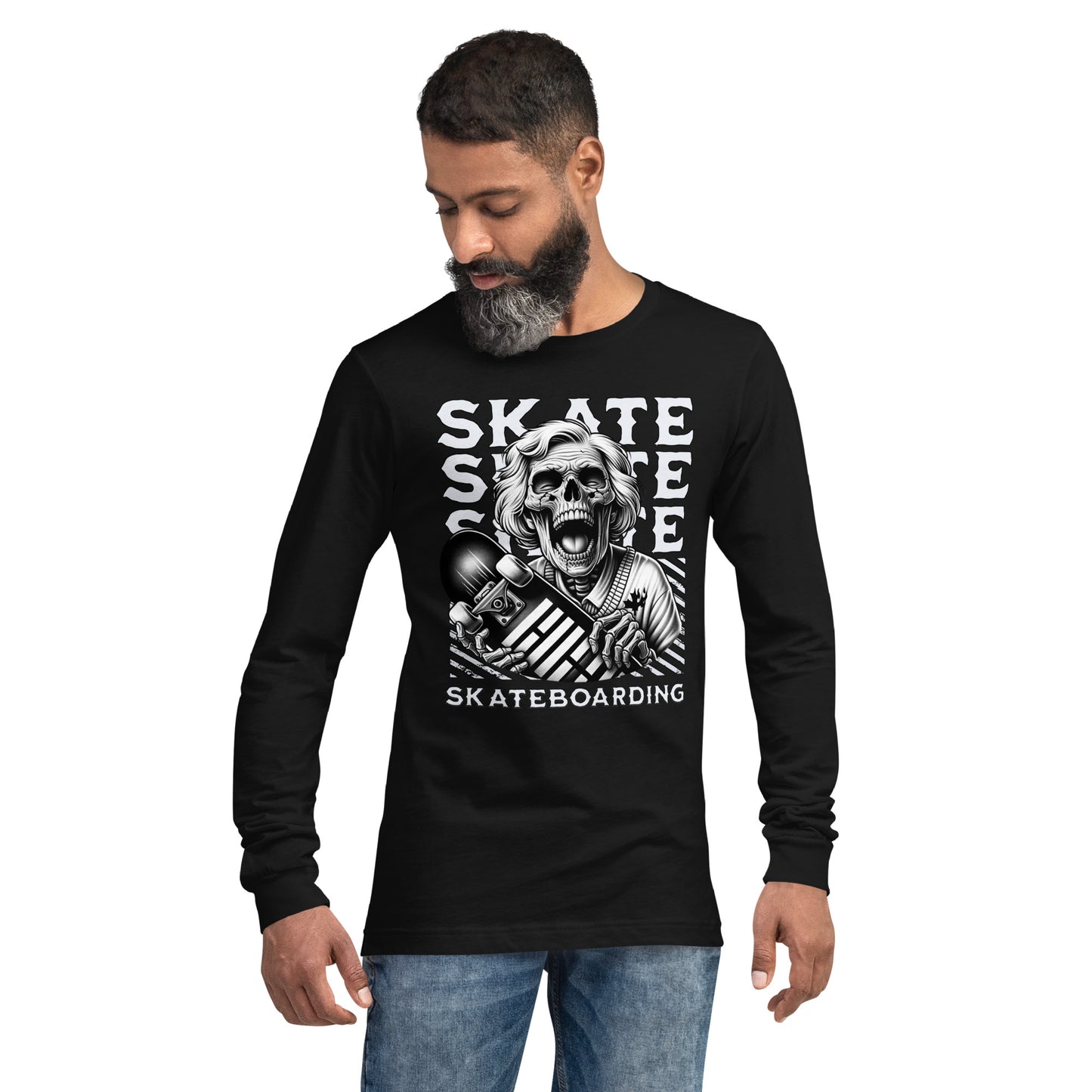 Screaming Skull Skateboarding Unisex Long Sleeve Shirt