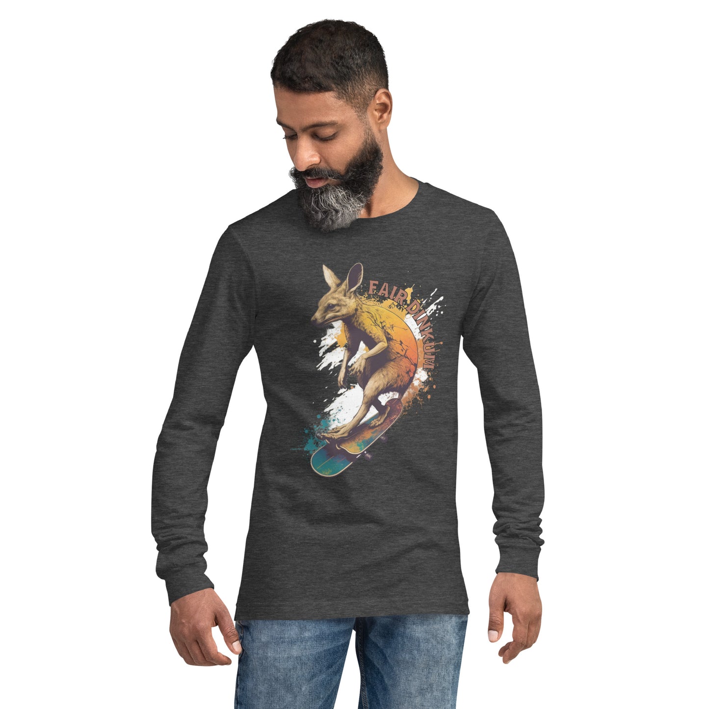 Fair Dinkum Skateboarding Kangaroo Unisex Long Sleeve Shirt