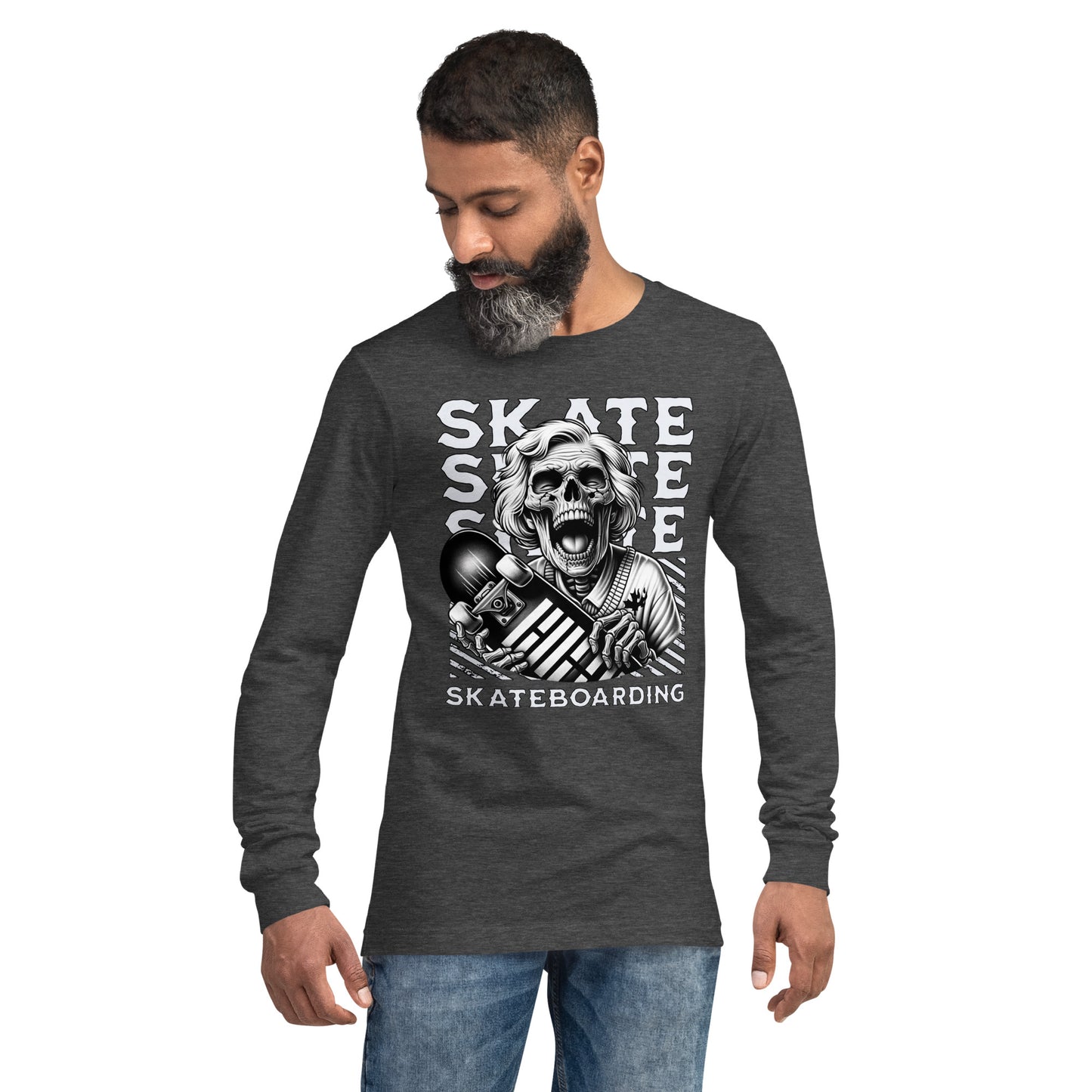 Screaming Skull Skateboarding Unisex Long Sleeve Shirt