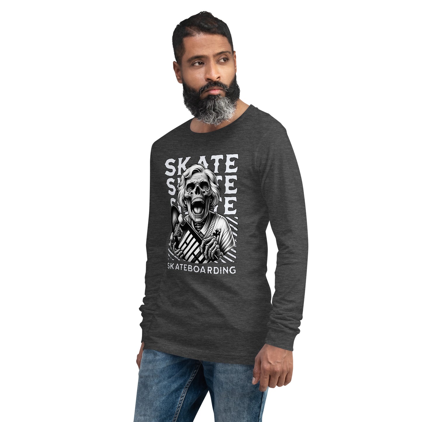 Screaming Skull Skateboarding Unisex Long Sleeve Shirt