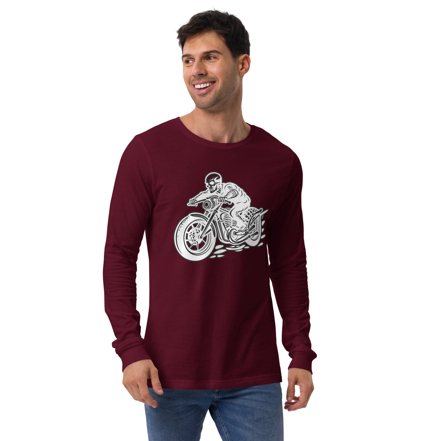 Skeleton Biker Unisex Long Sleeve Shirt