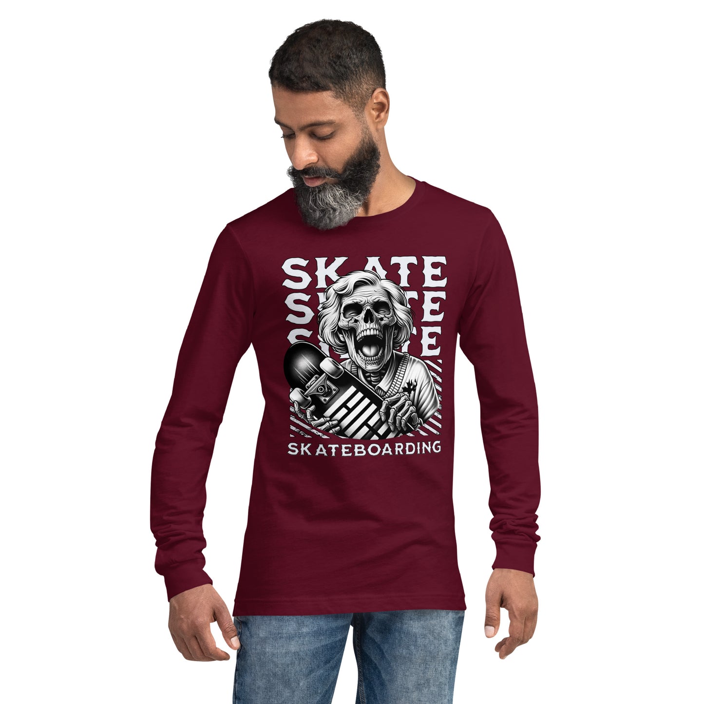 Screaming Skull Skateboarding Unisex Long Sleeve Shirt