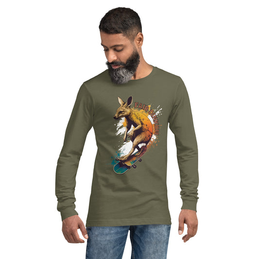 Fair Dinkum Skateboarding Kangaroo Unisex Long Sleeve Shirt