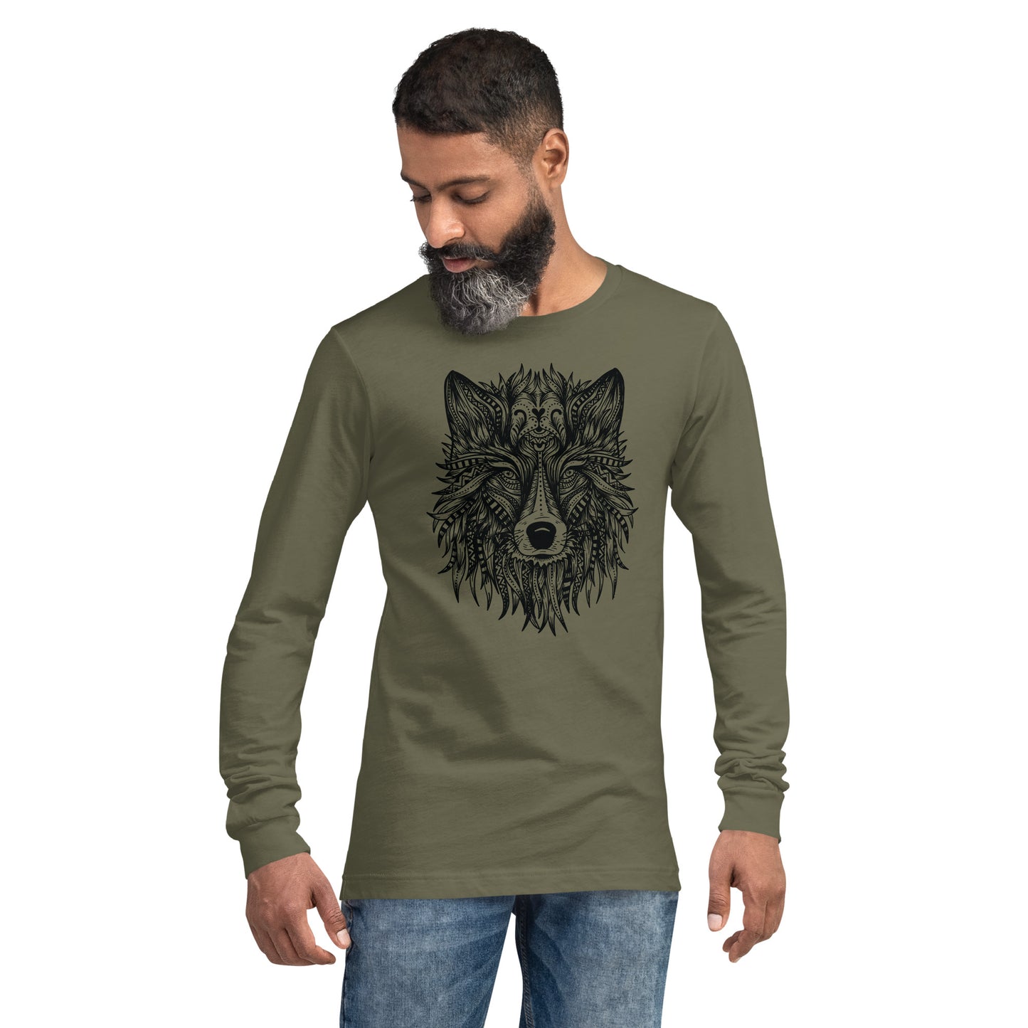 Wolf Mandala Unisex Long Sleeve Shirt
