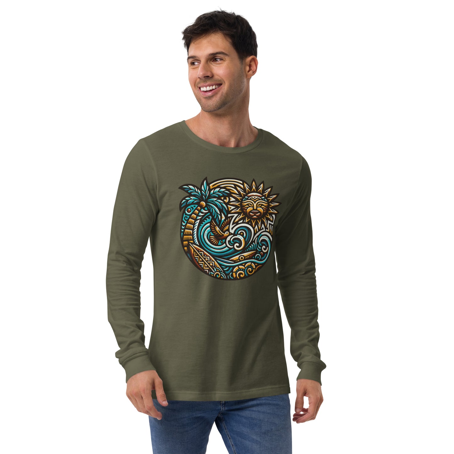 Tiki Beach Vibes Unisex Long Sleeve Shirt