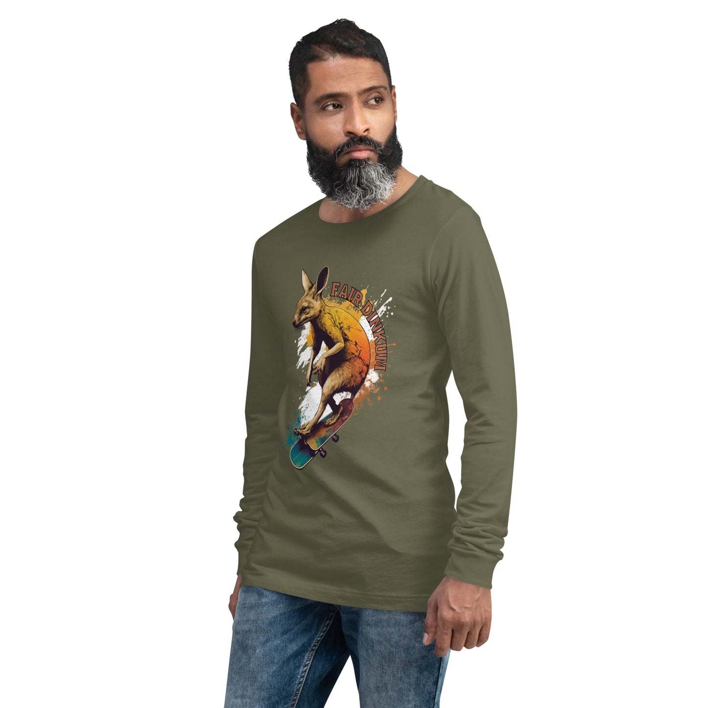 Fair Dinkum Skateboarding Kangaroo Unisex Long Sleeve Shirt