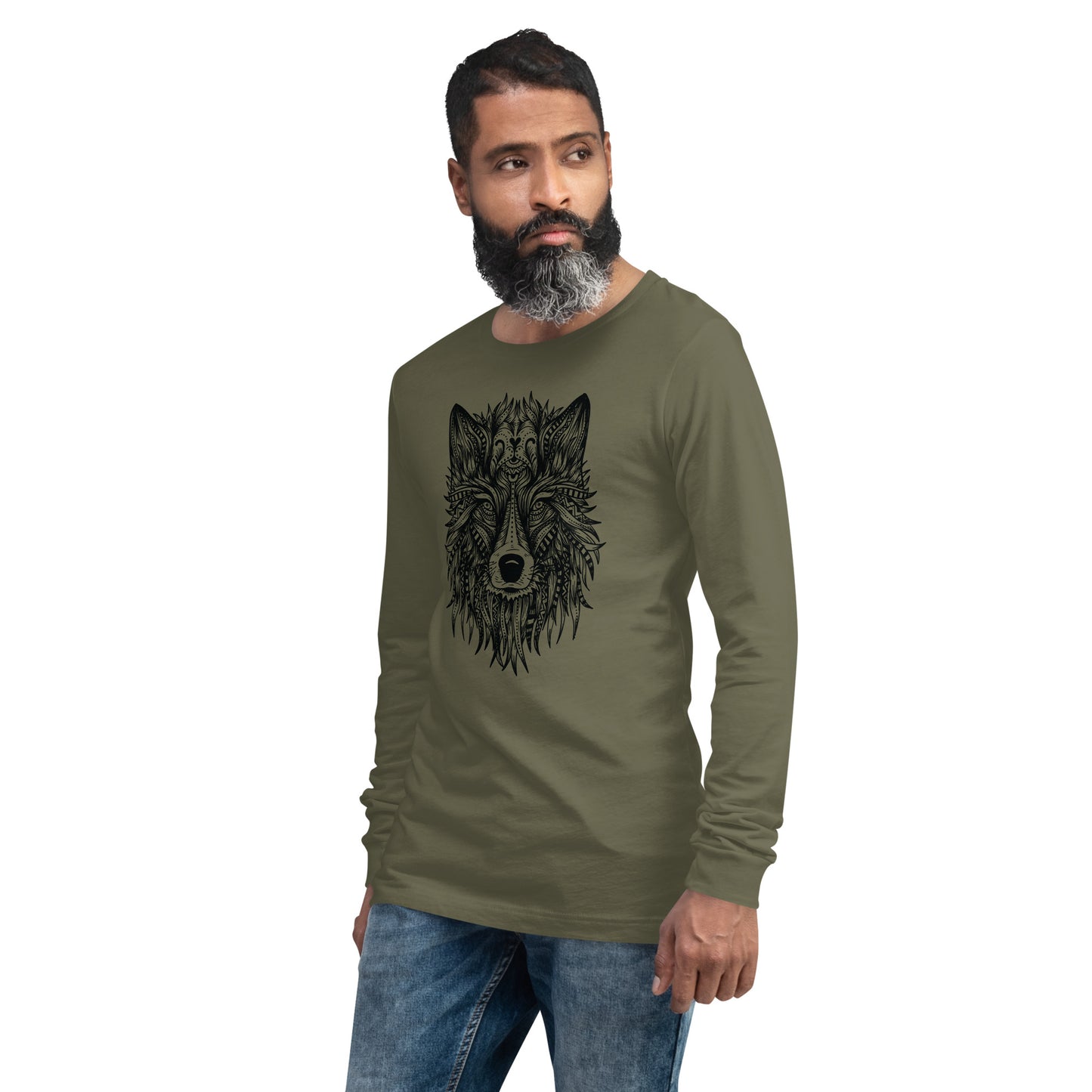 Wolf Mandala Unisex Long Sleeve Shirt