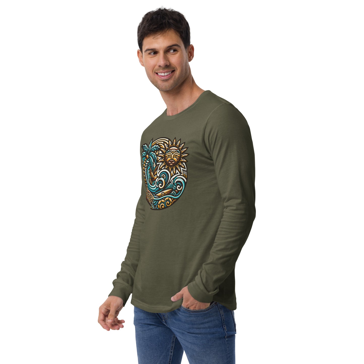 Tiki Beach Vibes Unisex Long Sleeve Shirt