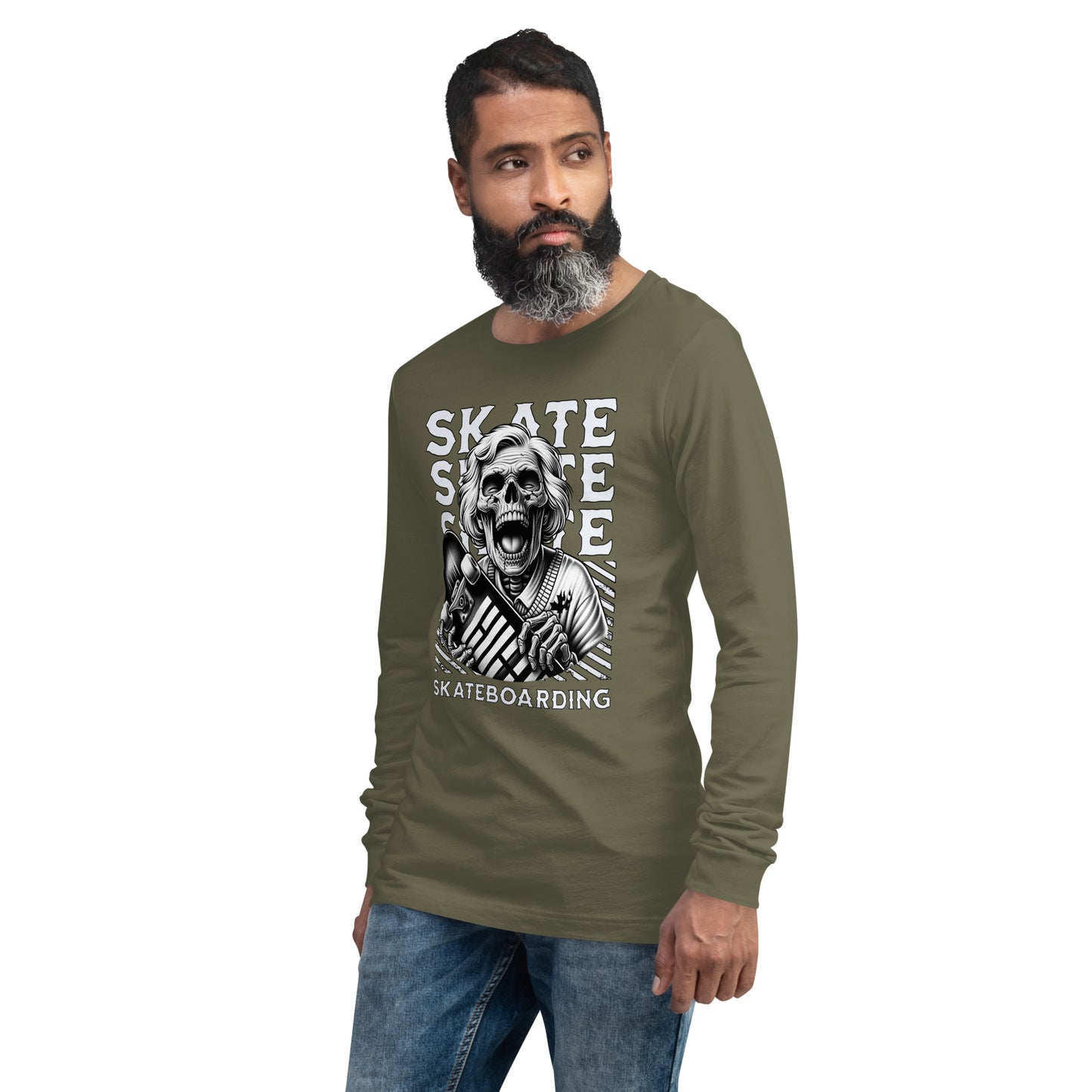 Screaming Skull Skateboarding Unisex Long Sleeve Shirt