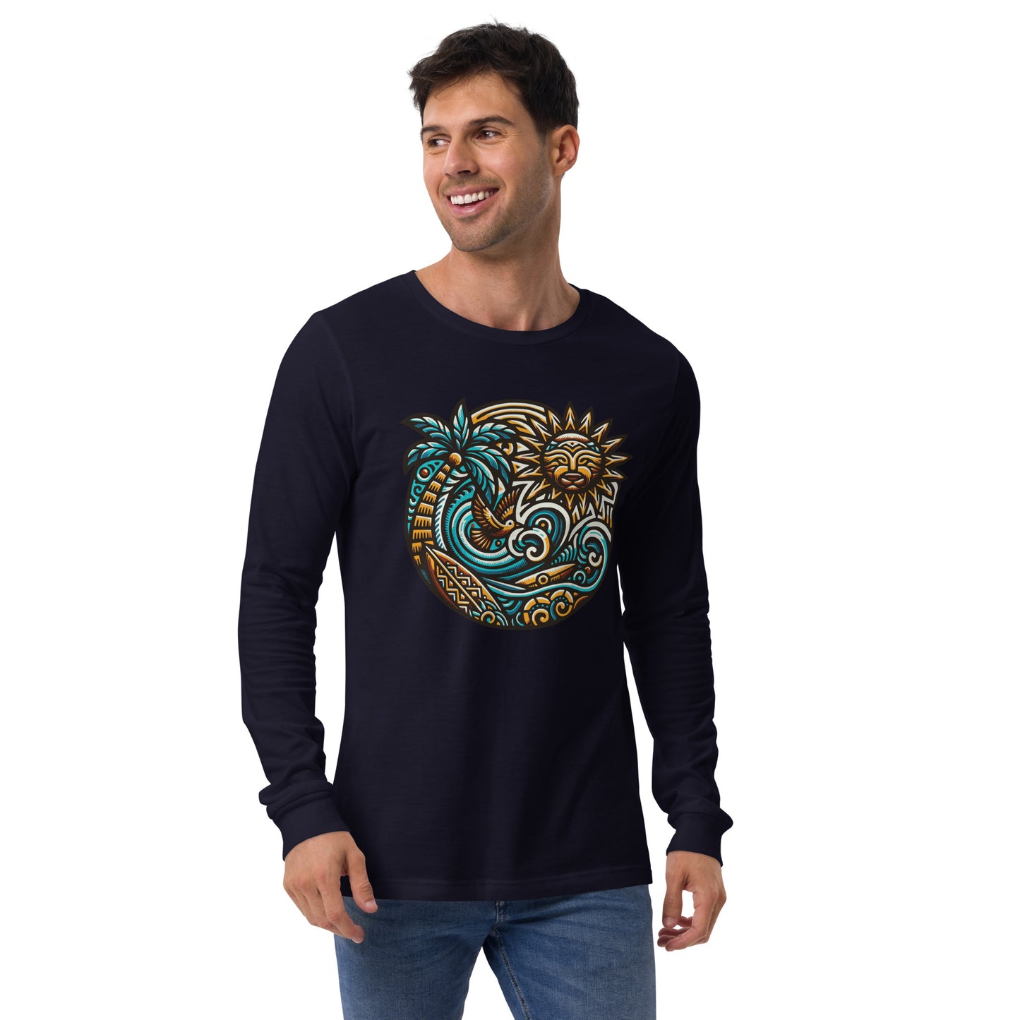 Tiki Beach Vibes Unisex Long Sleeve Shirt