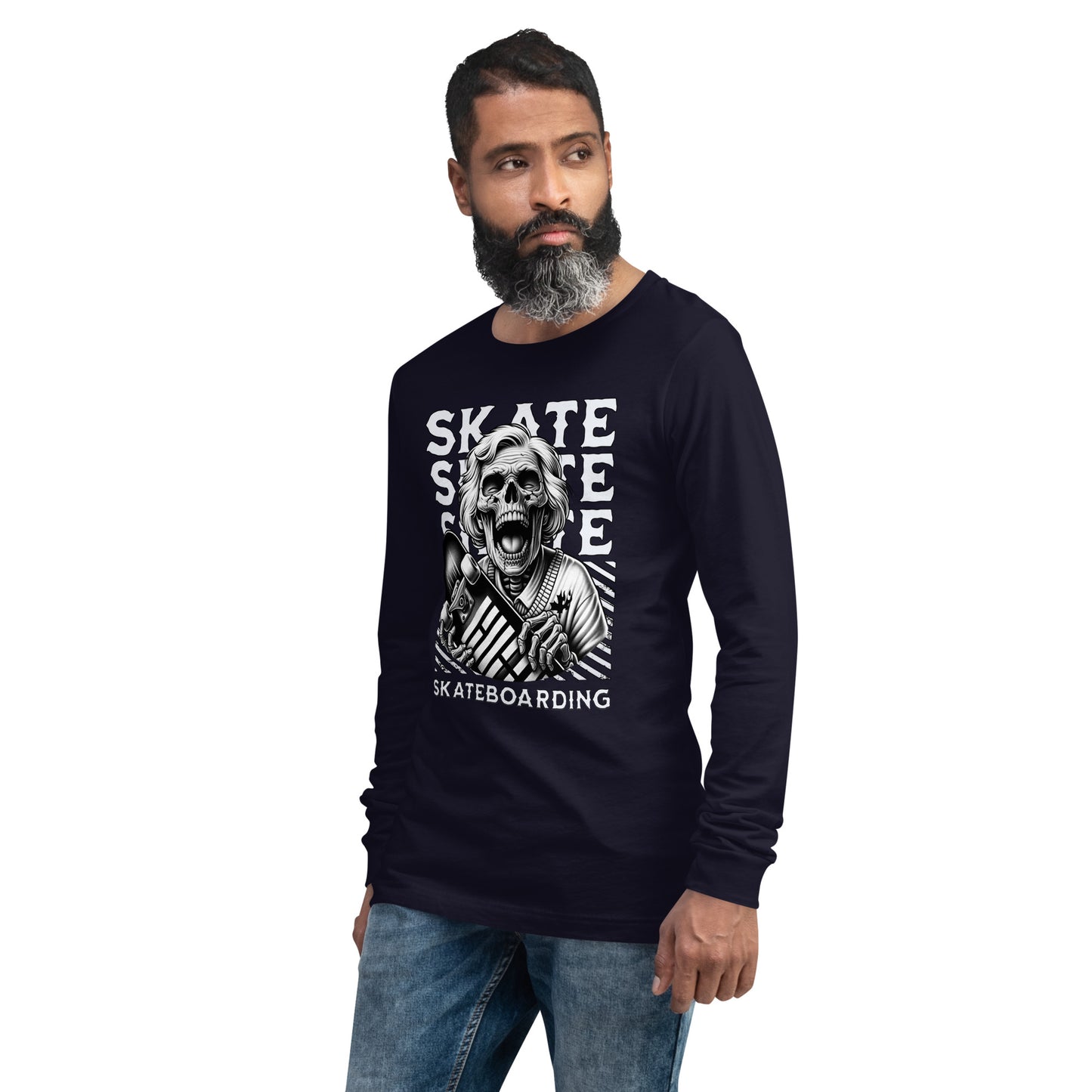 Screaming Skull Skateboarding Unisex Long Sleeve Shirt