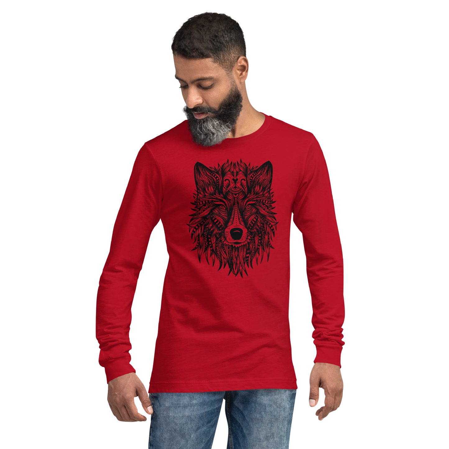 Wolf Mandala Unisex Long Sleeve Shirt