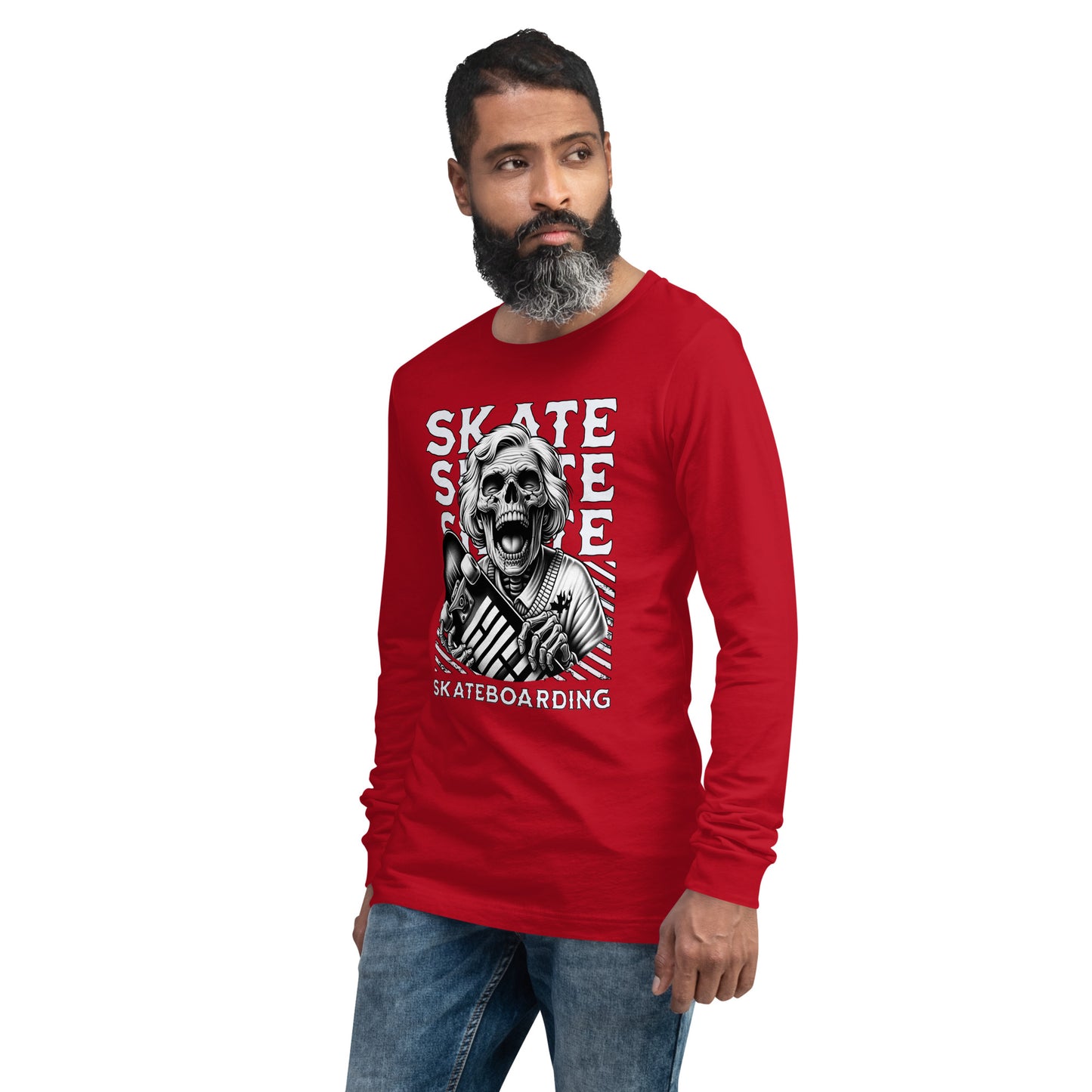 Screaming Skull Skateboarding Unisex Long Sleeve Shirt