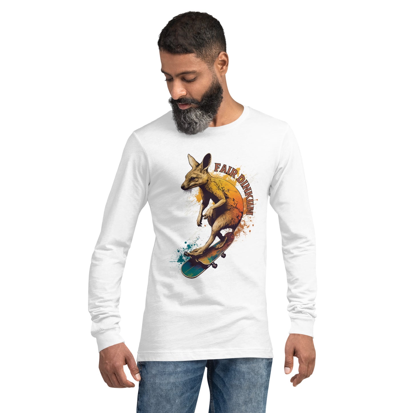 Fair Dinkum Skateboarding Kangaroo Unisex Long Sleeve Shirt