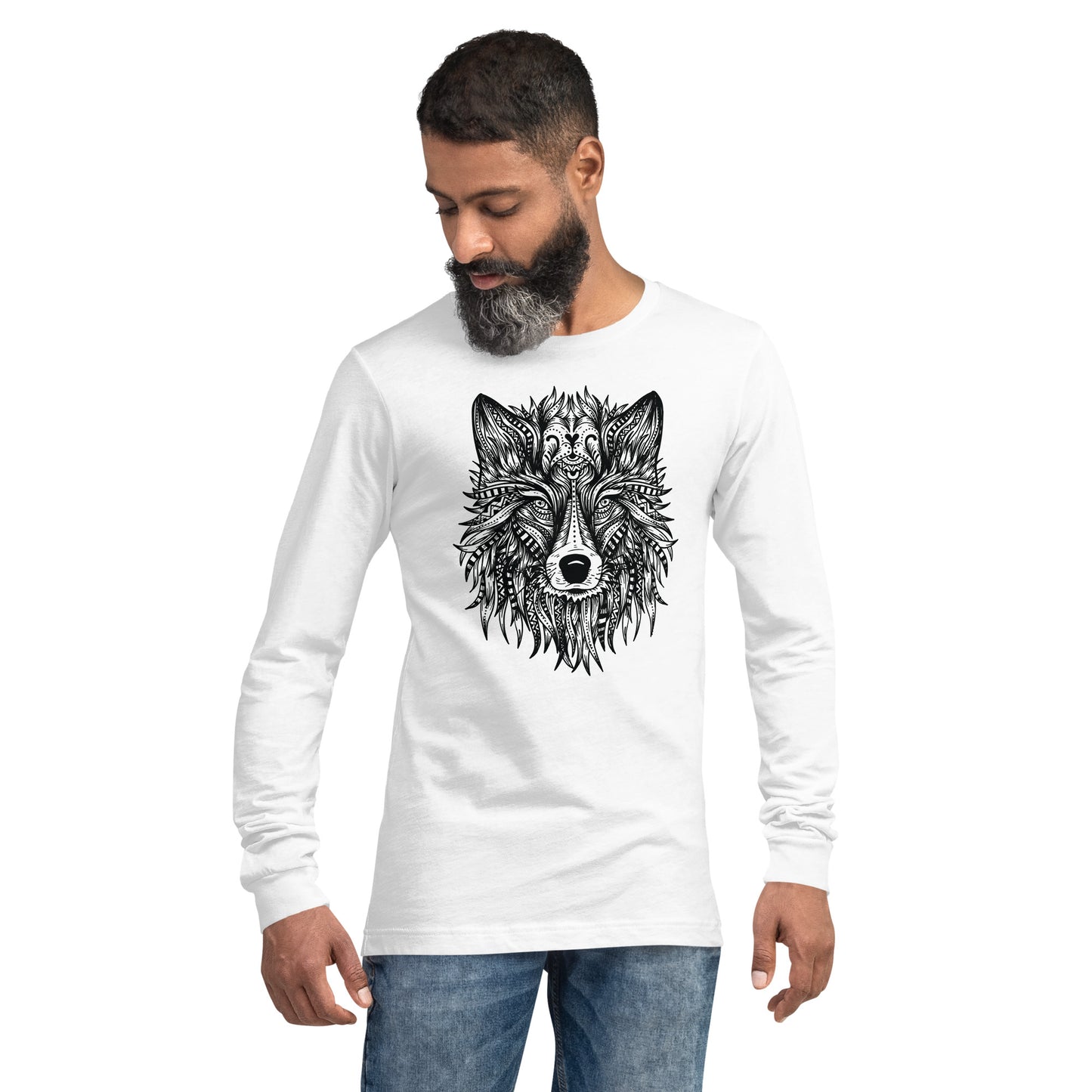 Wolf Mandala Unisex Long Sleeve Shirt