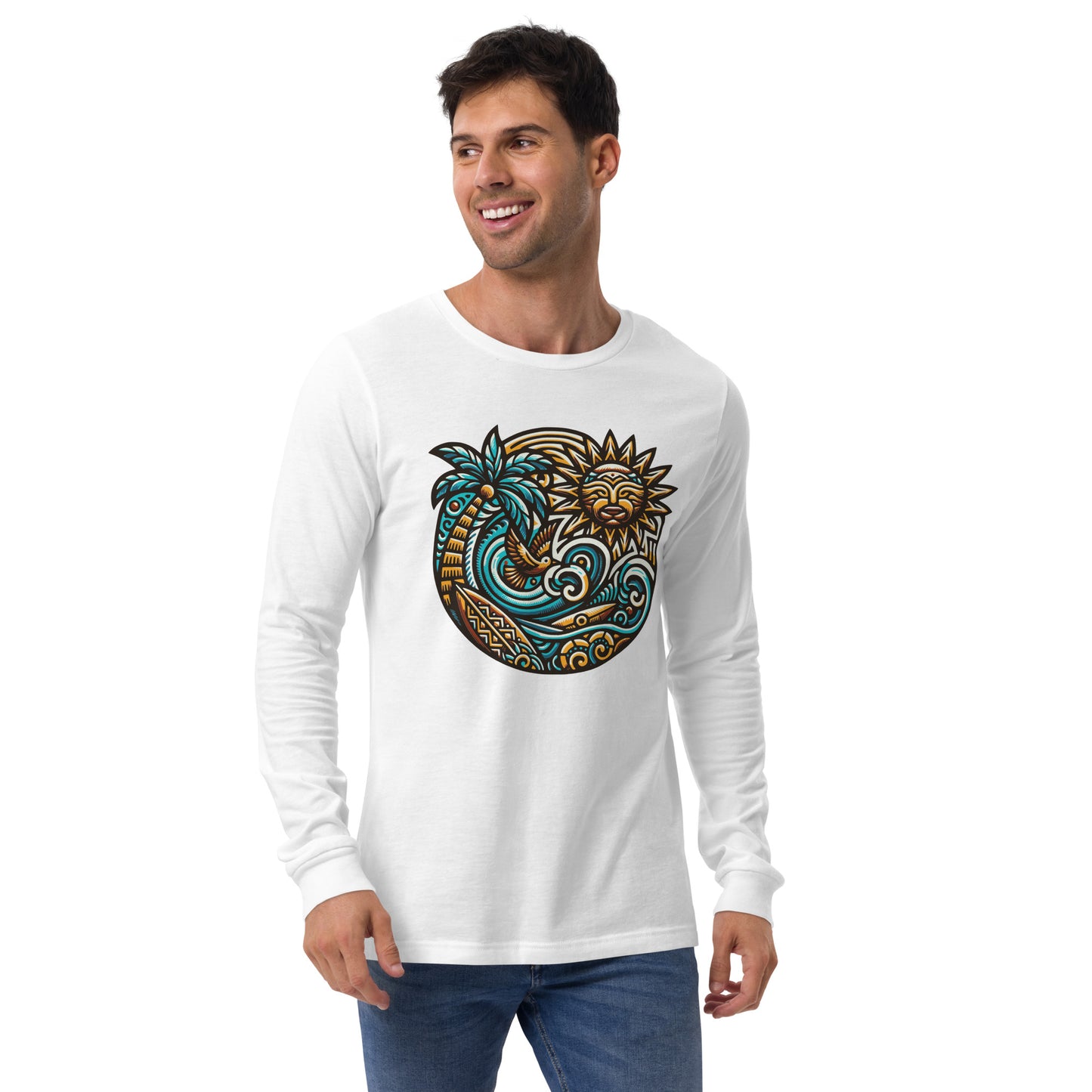 Tiki Beach Vibes Unisex Long Sleeve Shirt