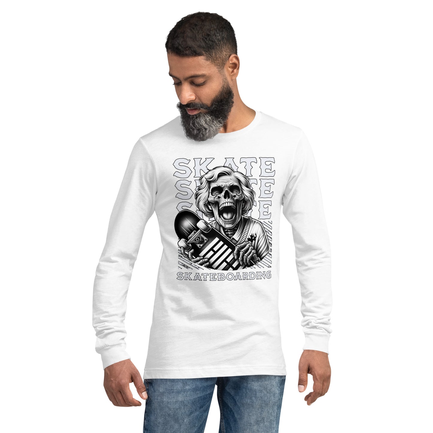 Screaming Skull Skateboarding Unisex Long Sleeve Shirt