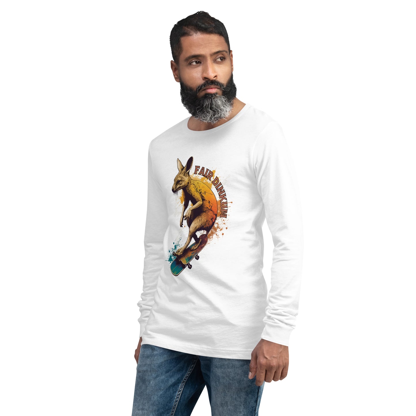 Fair Dinkum Skateboarding Kangaroo Unisex Long Sleeve Shirt